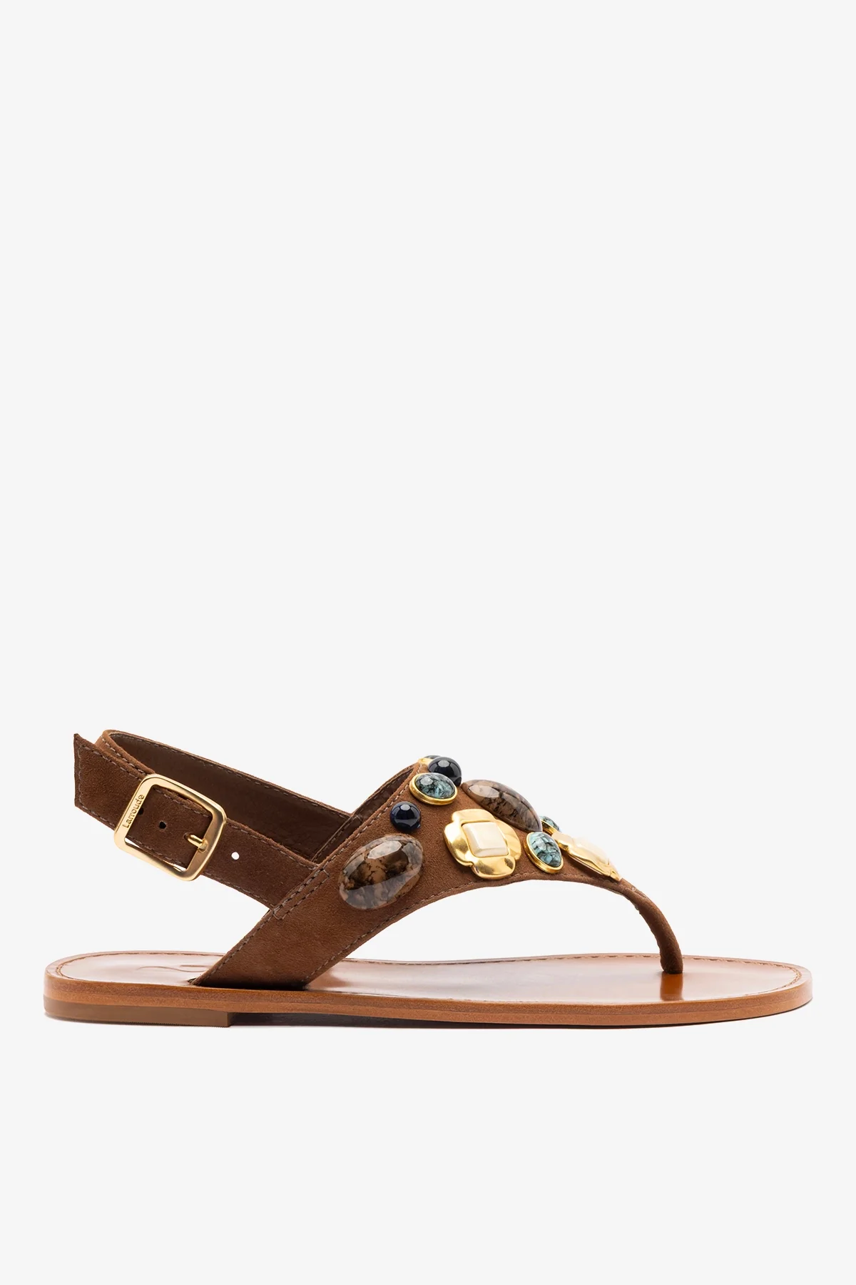 Talitha Flat Sandal In Brown Leather