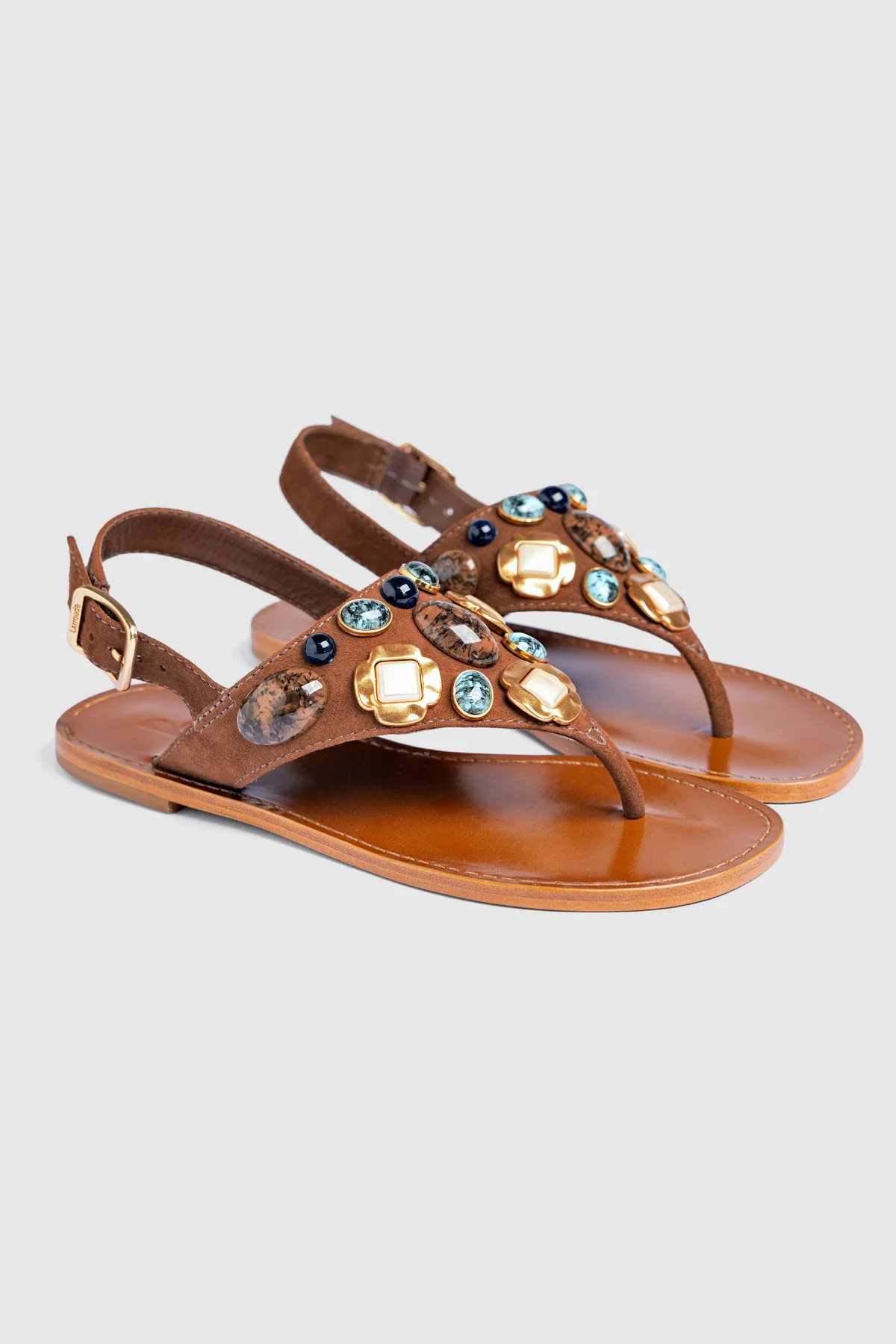 Talitha Flat Sandal In Brown Leather - Image 2