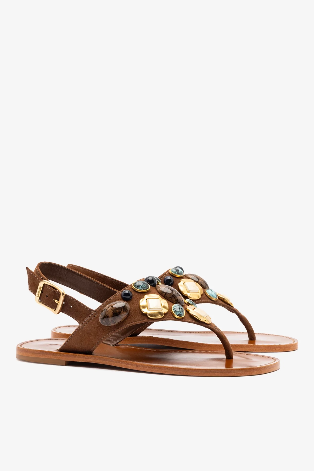 Talitha Flat Sandal In Brown Leather - Image 3