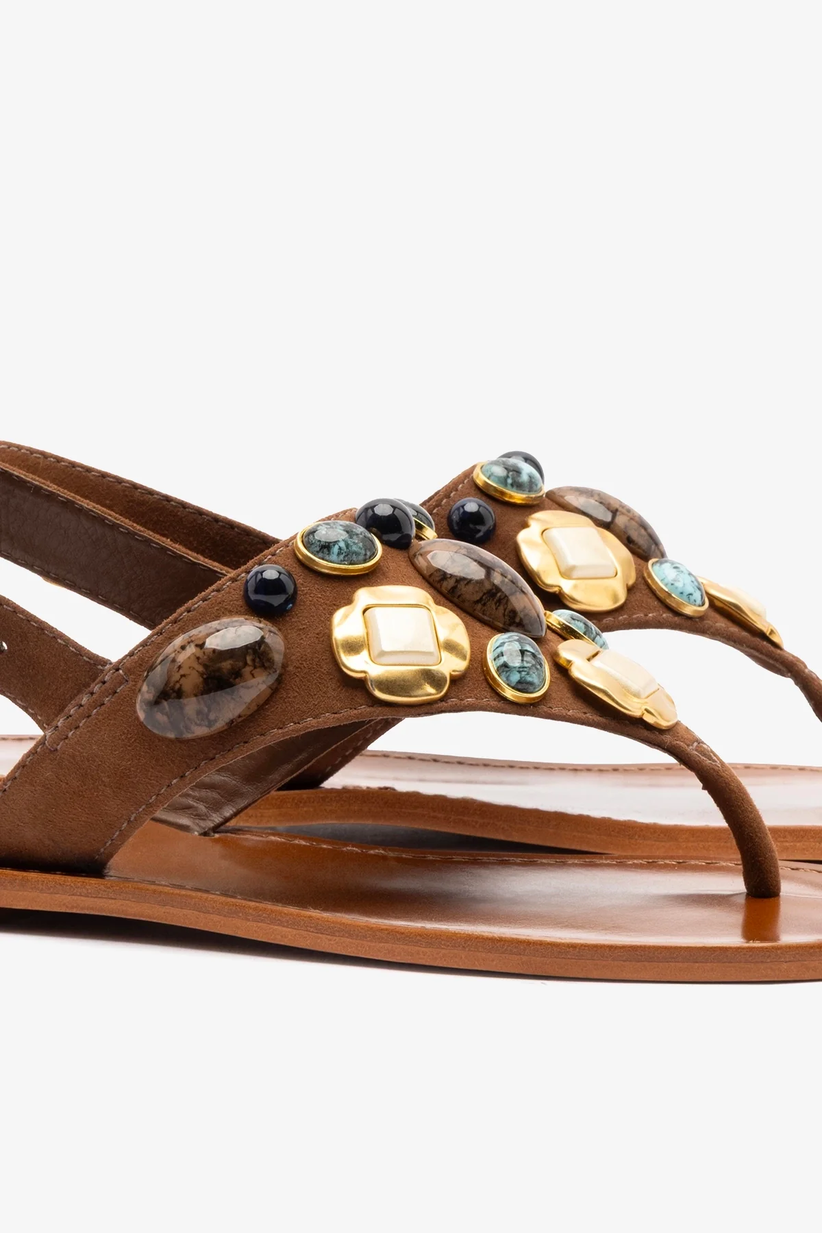 Talitha Flat Sandal In Brown Leather - Image 4