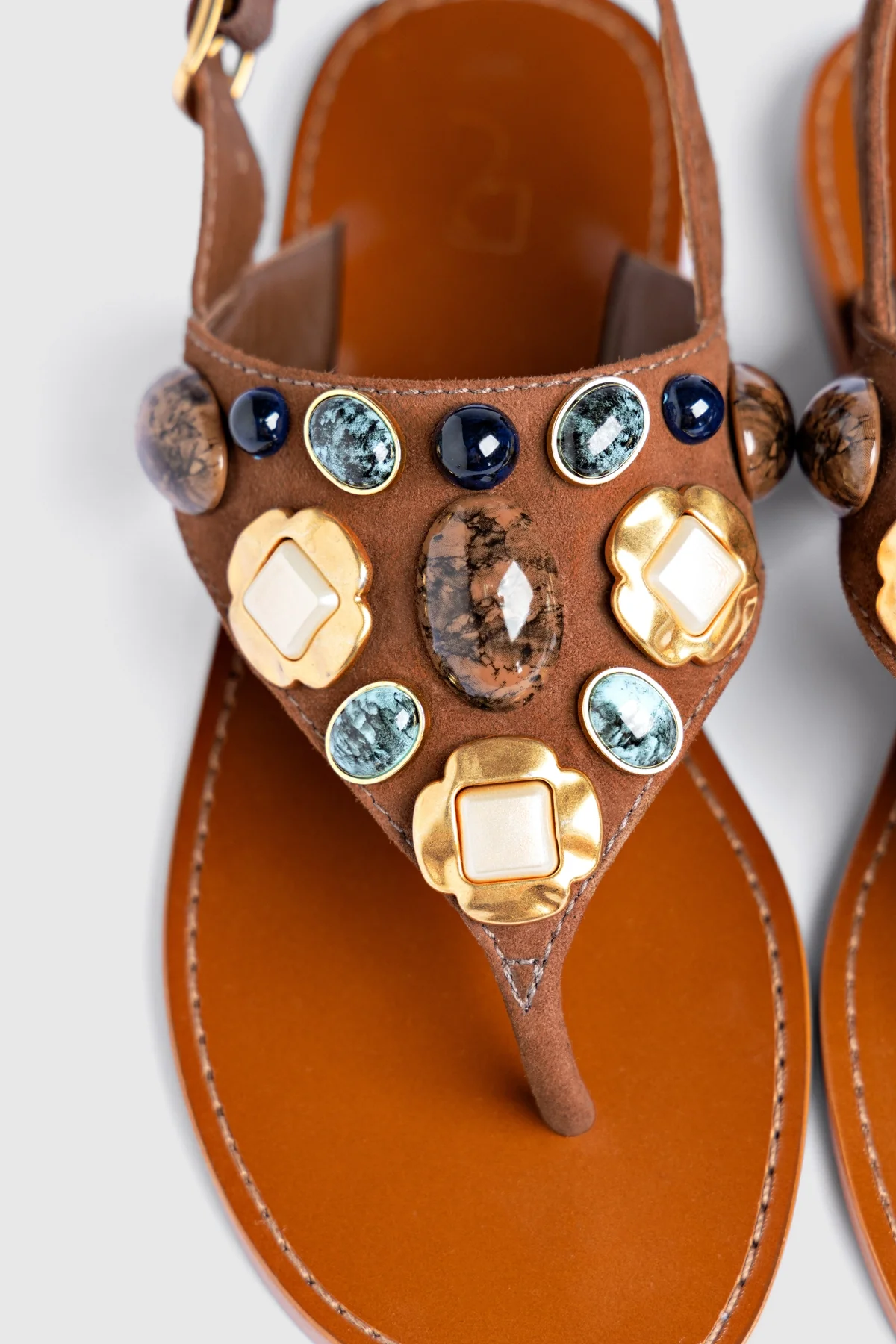 Talitha Flat Sandal In Brown Leather - Image 5