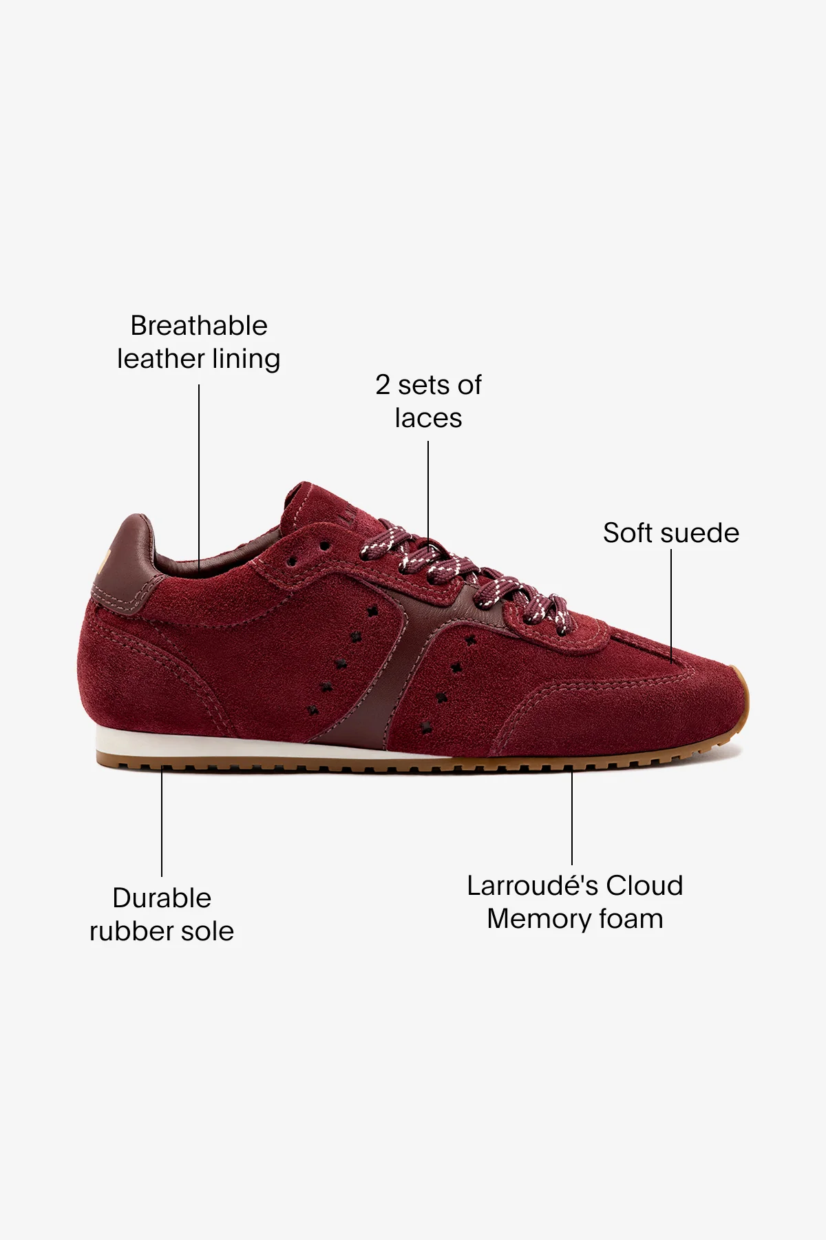 Stella Sneaker In Burgundy Suede - Image 6