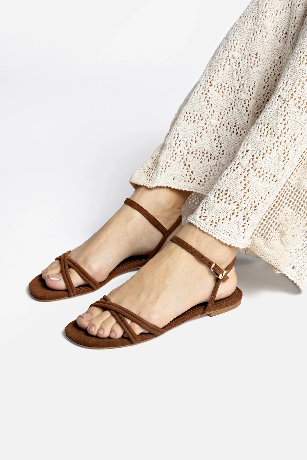 Annie Ankle Strap Sandal In Burnt Umber Leather - Image 5