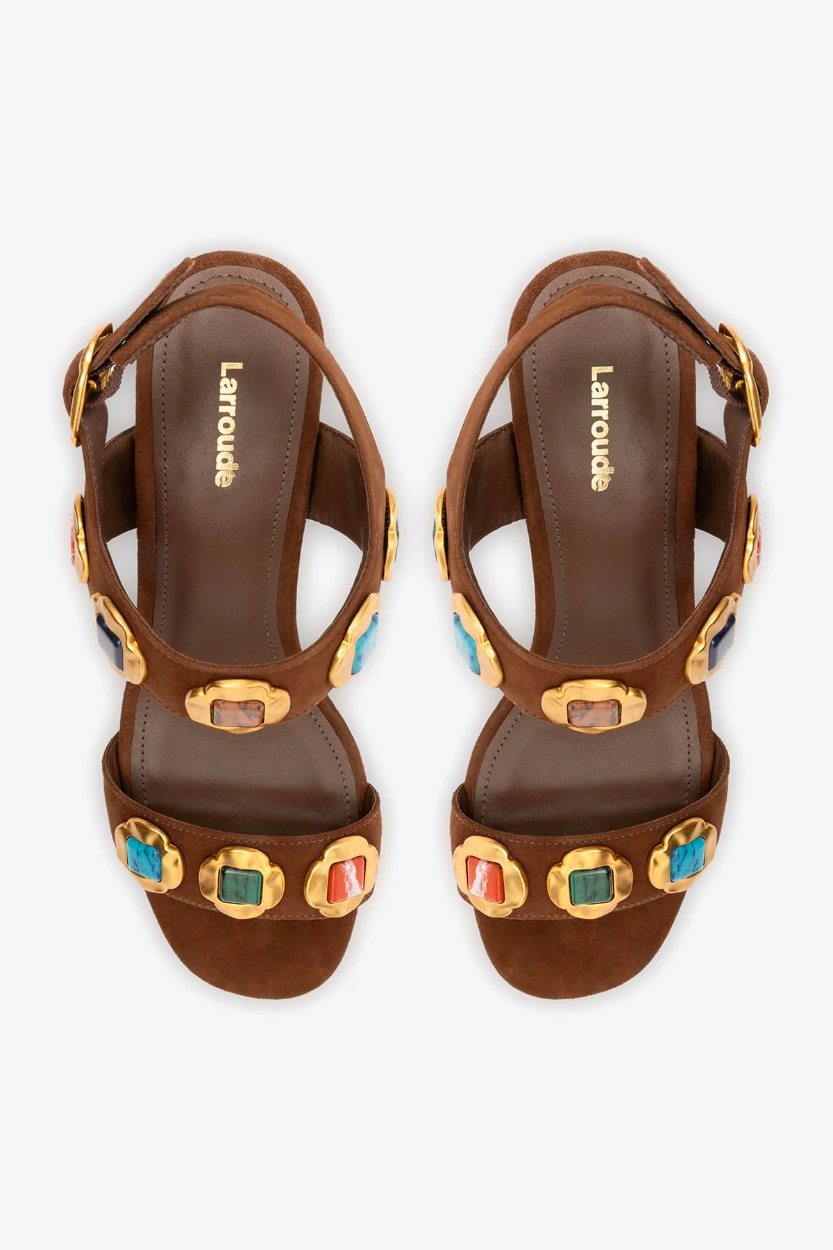 Milan Gioiello Block Sandal In Burnt Umber Leather - Image 6