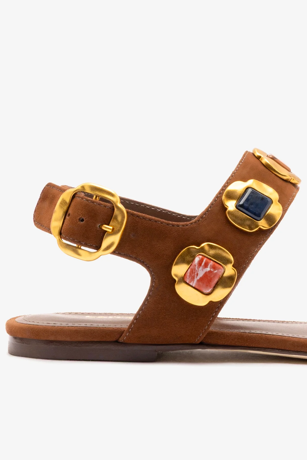 Milan Gioiello Flat In Burnt Umber Leather - Image 4