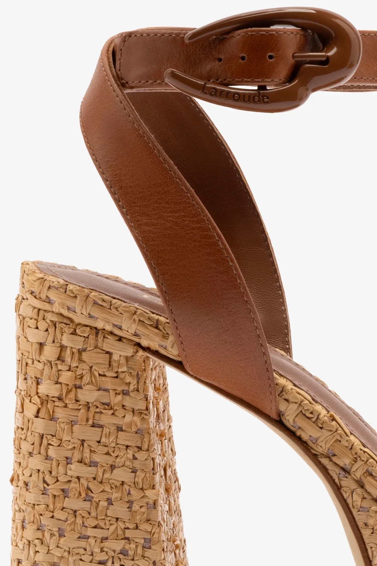 Dolly Verona Sandal In Caramel Leather and Natural Raffia - Image 4