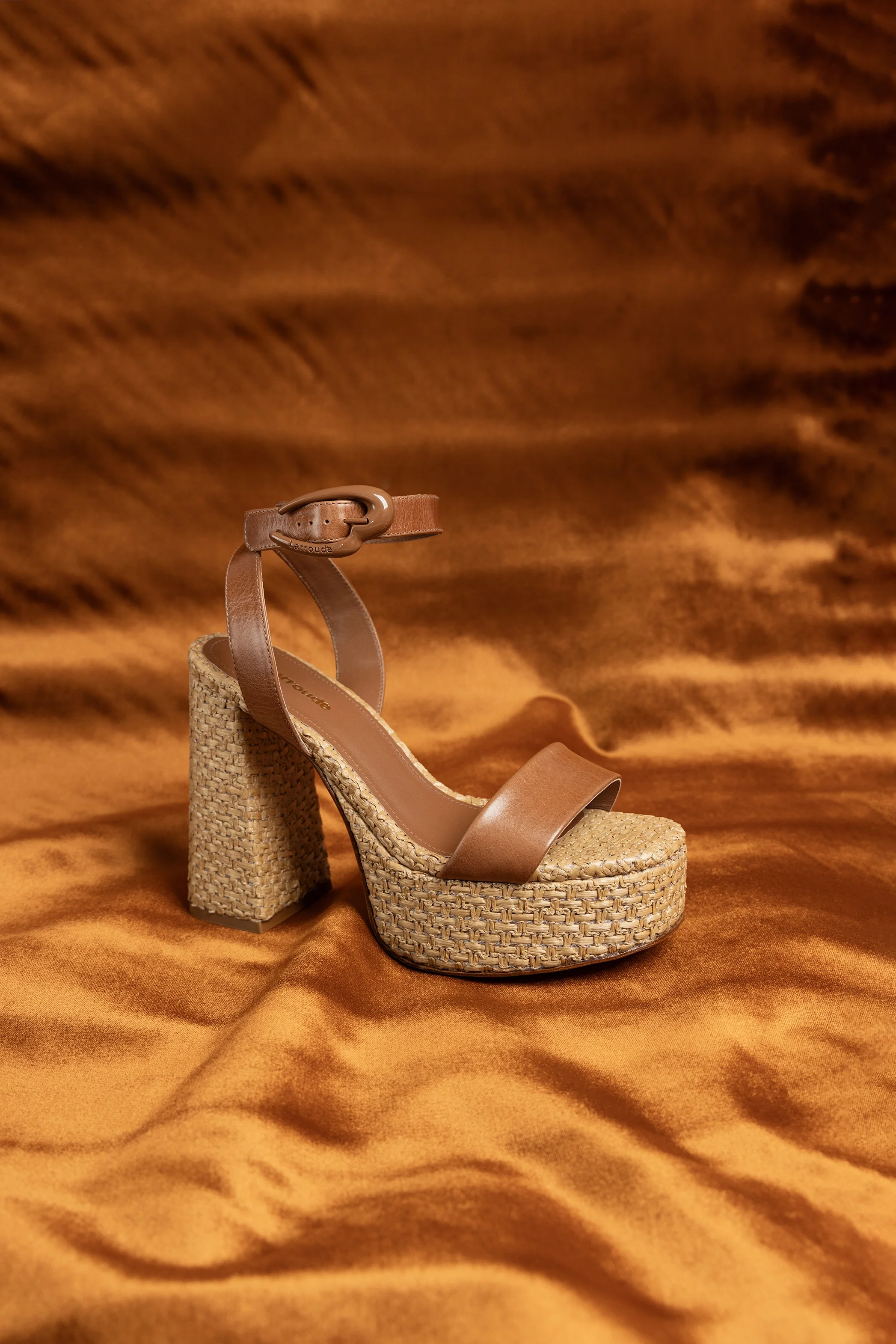 Dolly Verona Sandal In Caramel Leather and Natural Raffia - Image 6