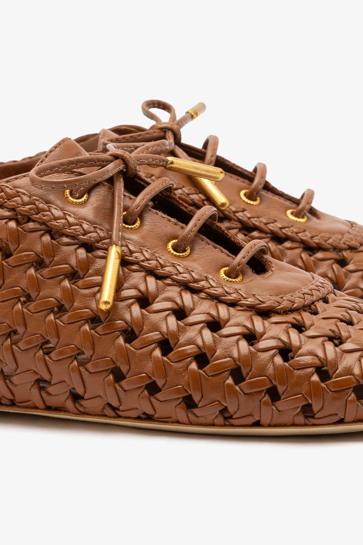 Liza Macrame Sneaker In Caramel Leather - Image 4