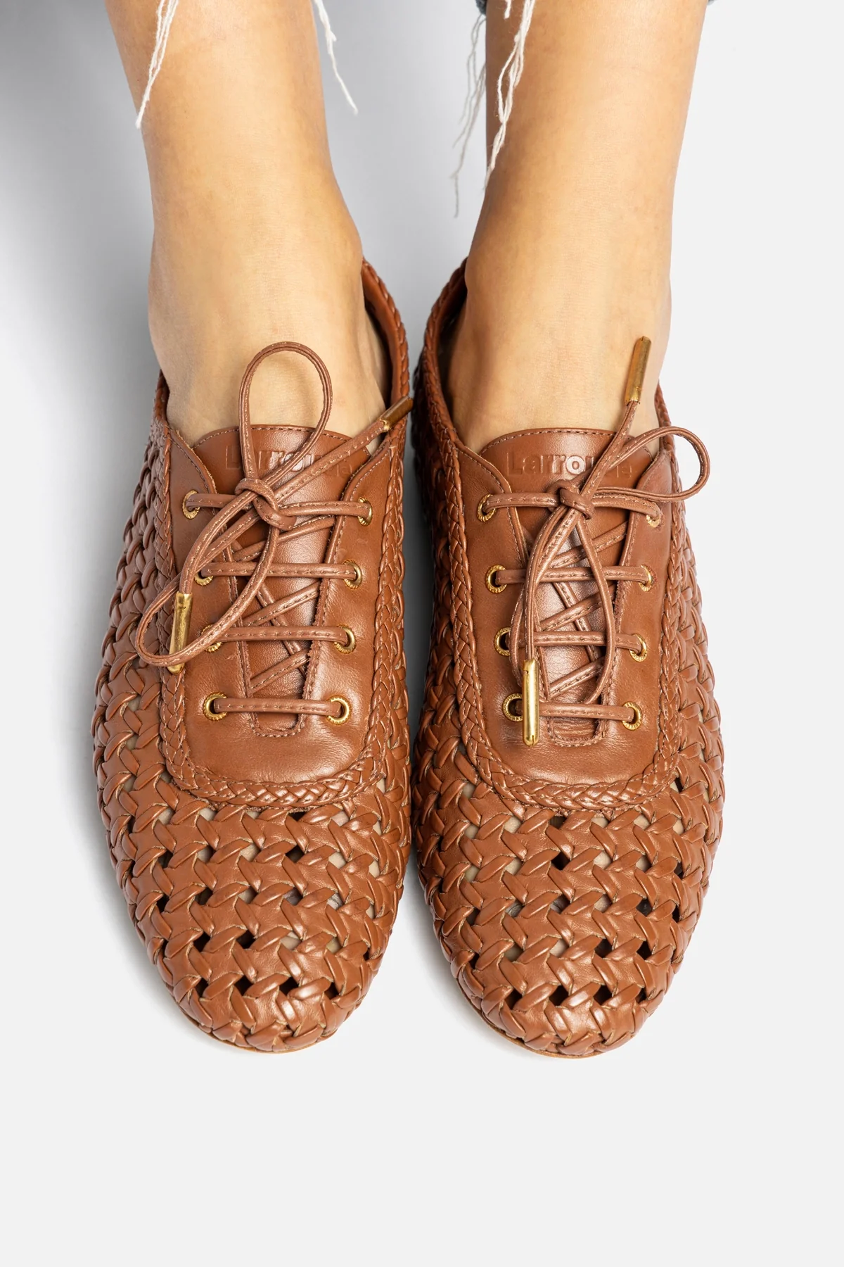 Liza Macrame Sneaker In Caramel Leather - Image 5