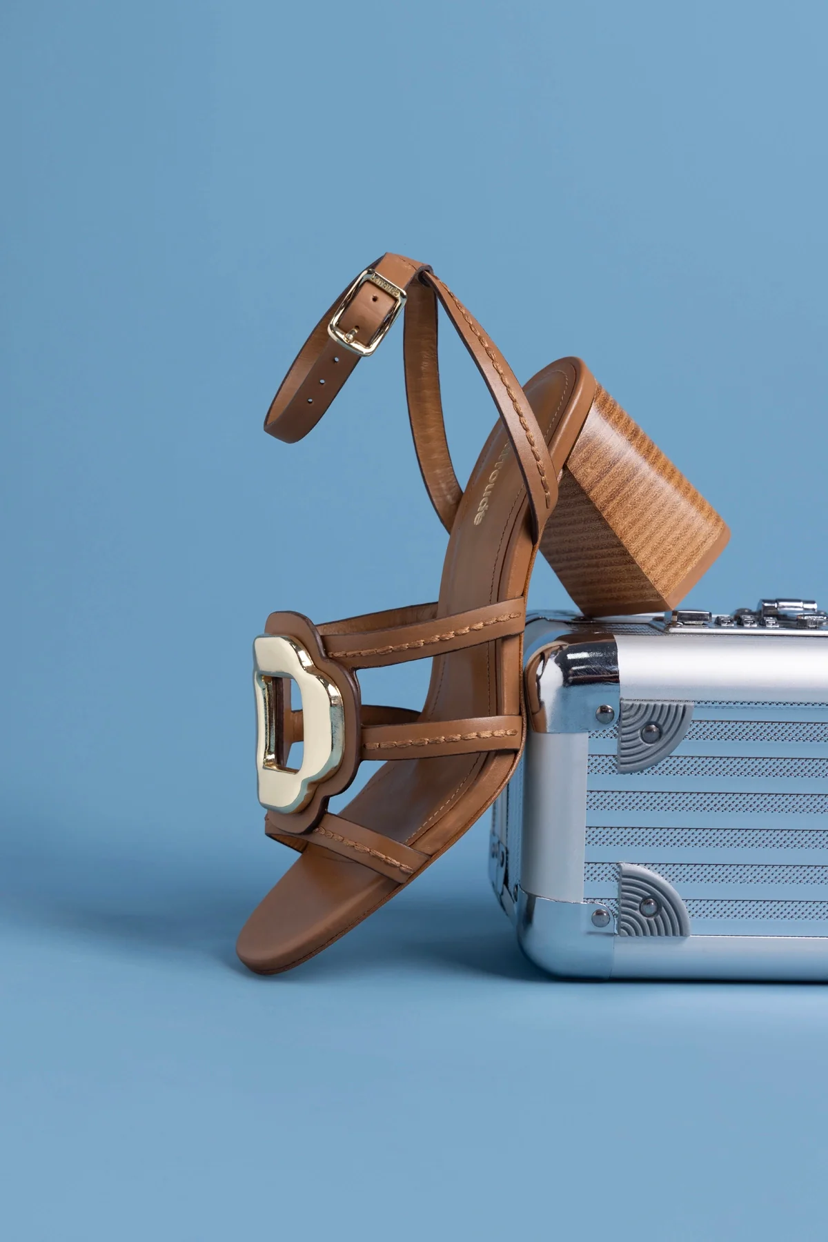 Margherita Block Sandal Caramel Leather - Image 6