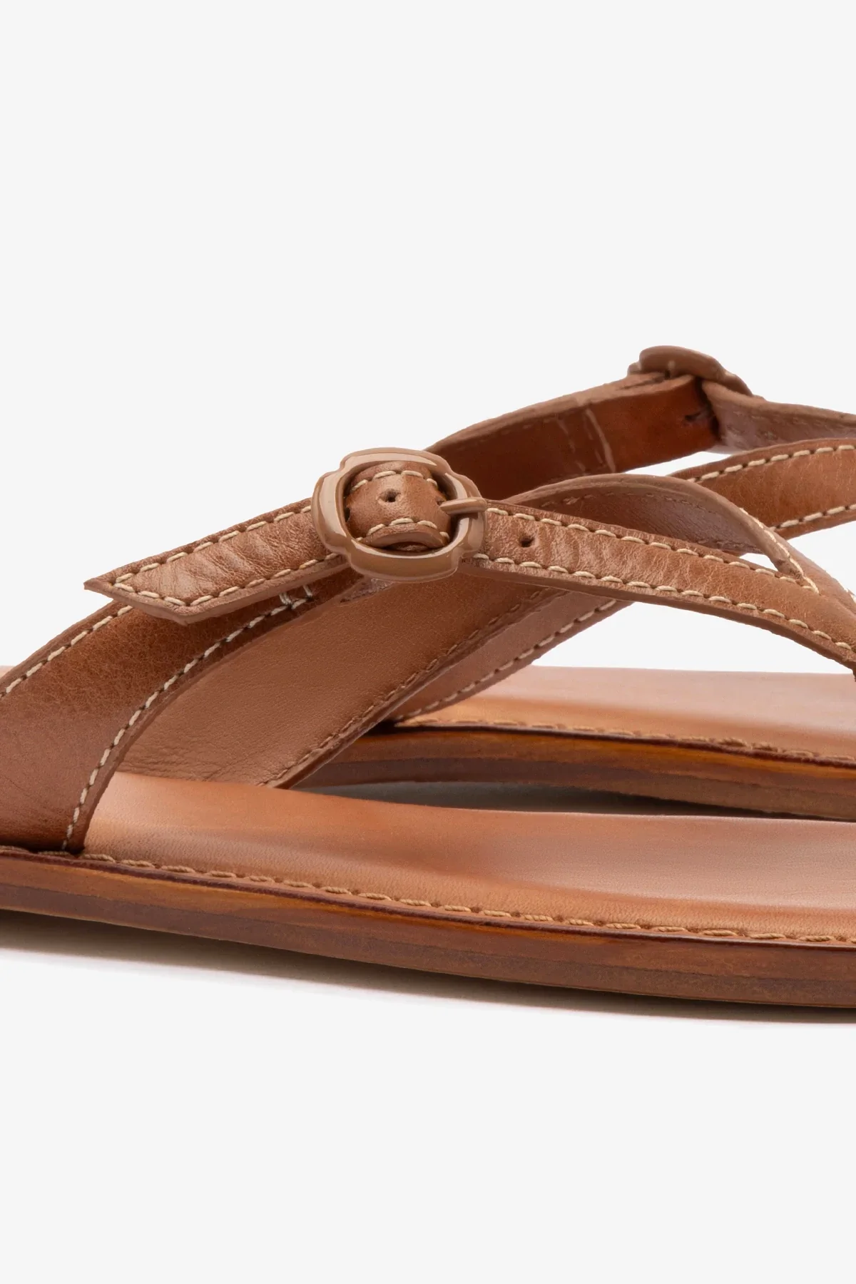 Mary Kate Flat Sandal In Caramel Leather - Image 4