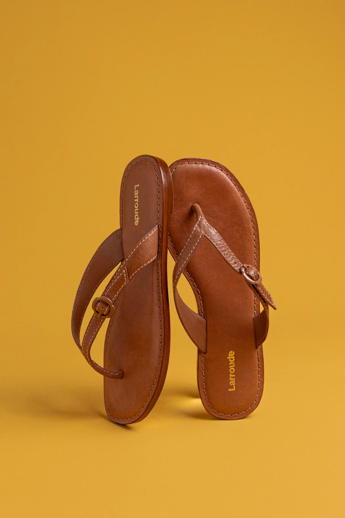 Mary Kate Flat Sandal In Caramel Leather - Image 6