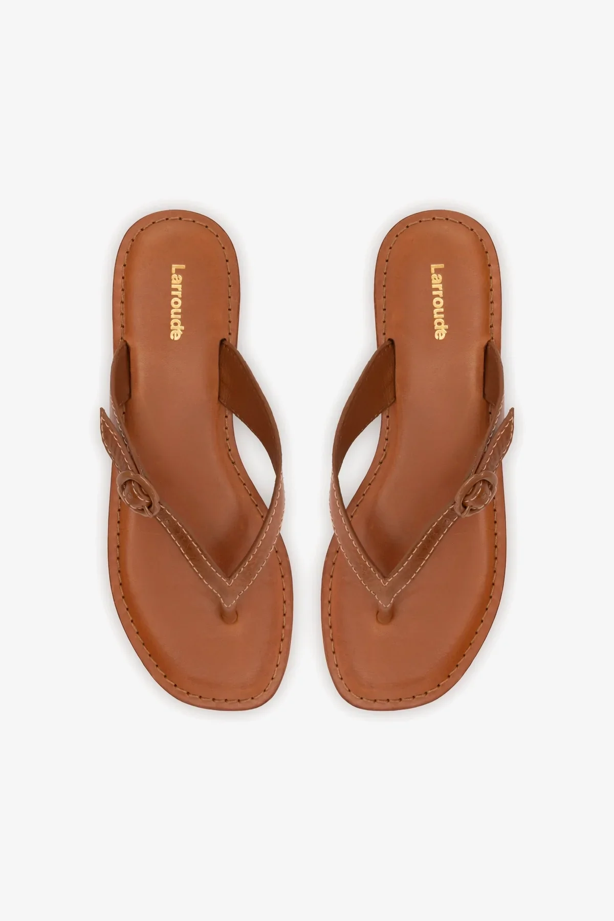 Mary Kate Flat Sandal In Caramel Leather - Image 7