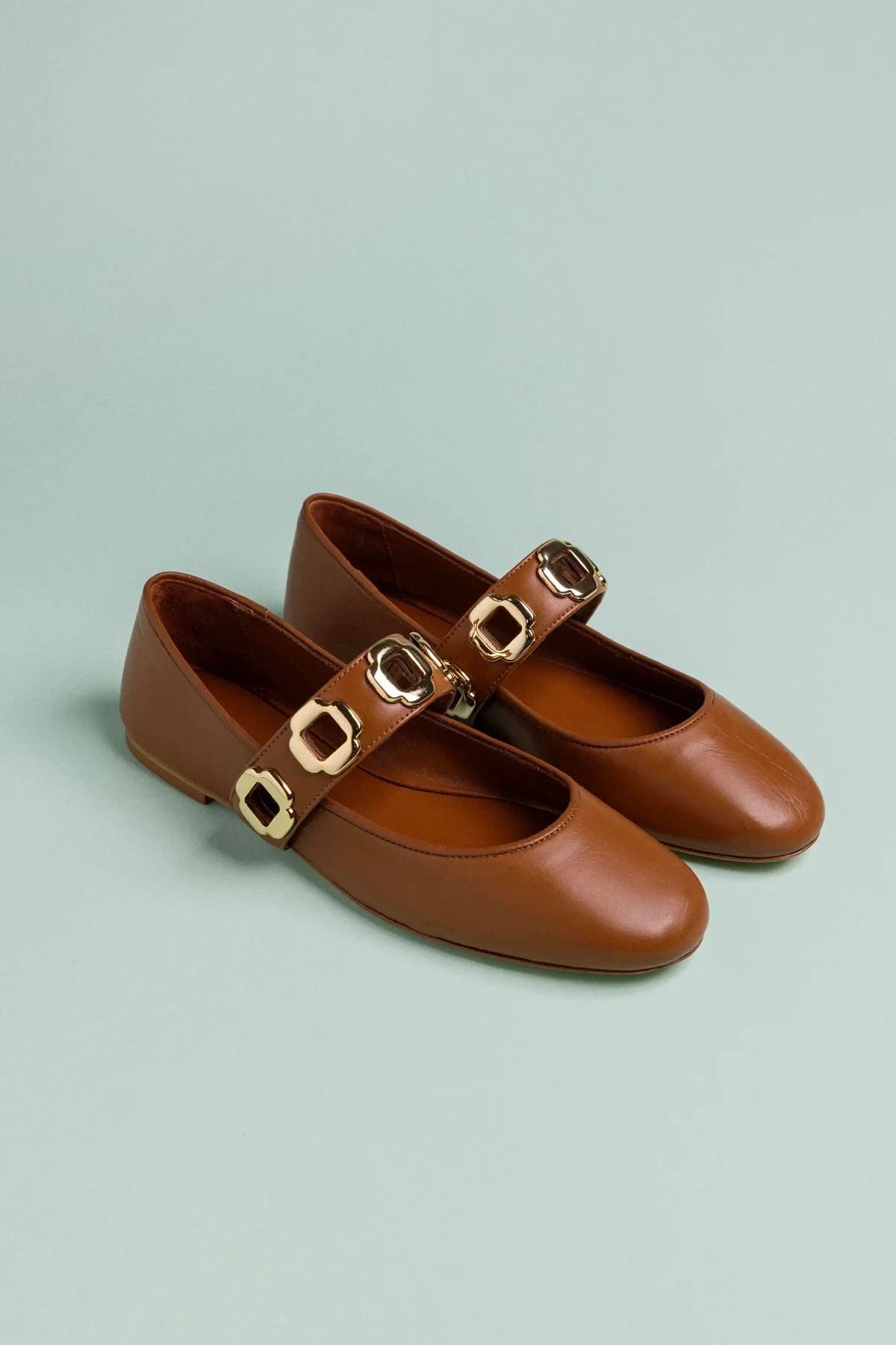 Milan Ballet Flat In Caramel Leather - Image 2