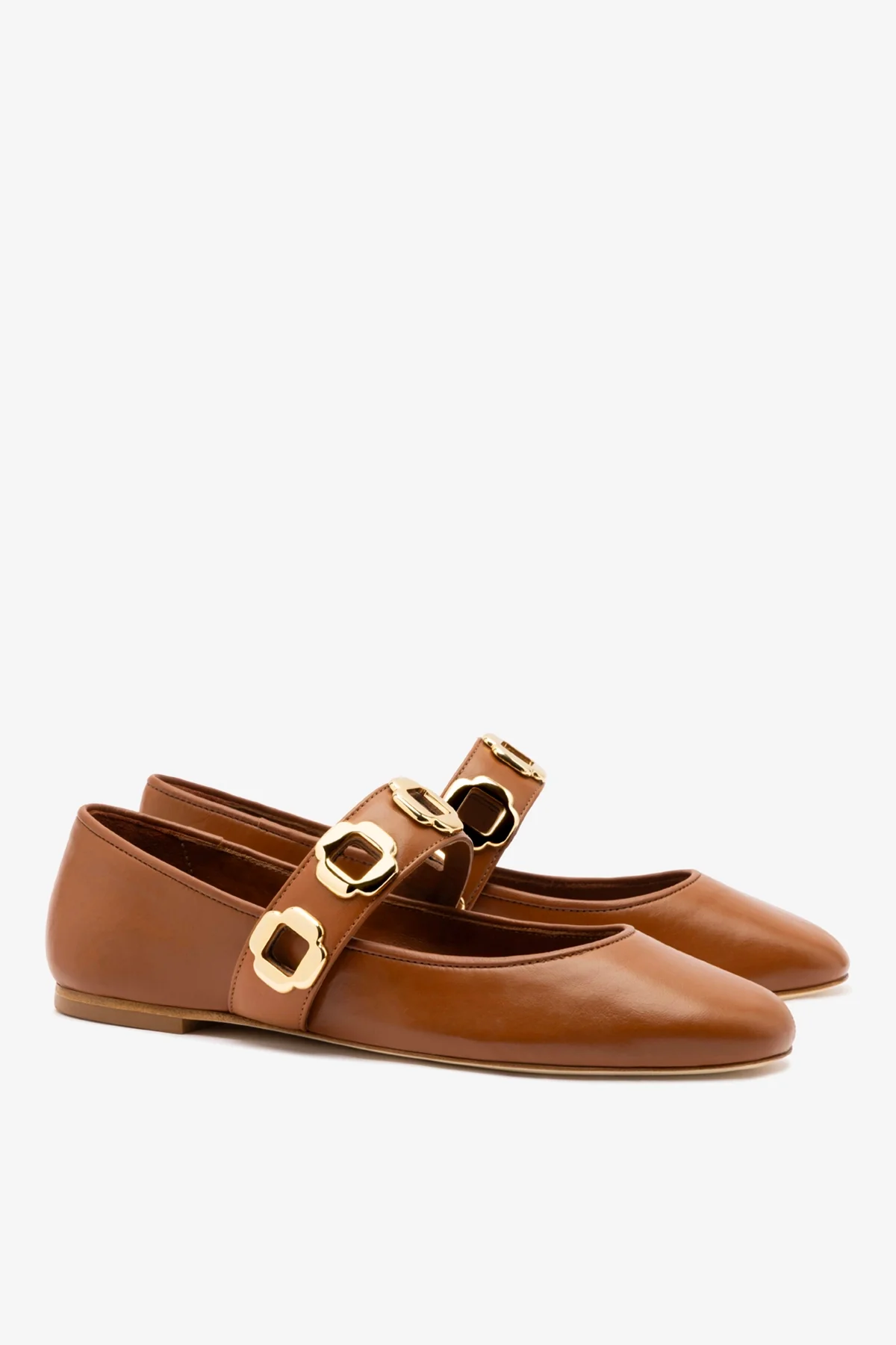 Milan Ballet Flat In Caramel Leather - Image 3