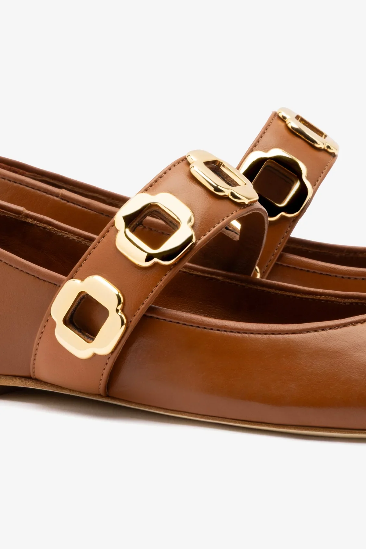 Milan Ballet Flat In Caramel Leather - Image 4