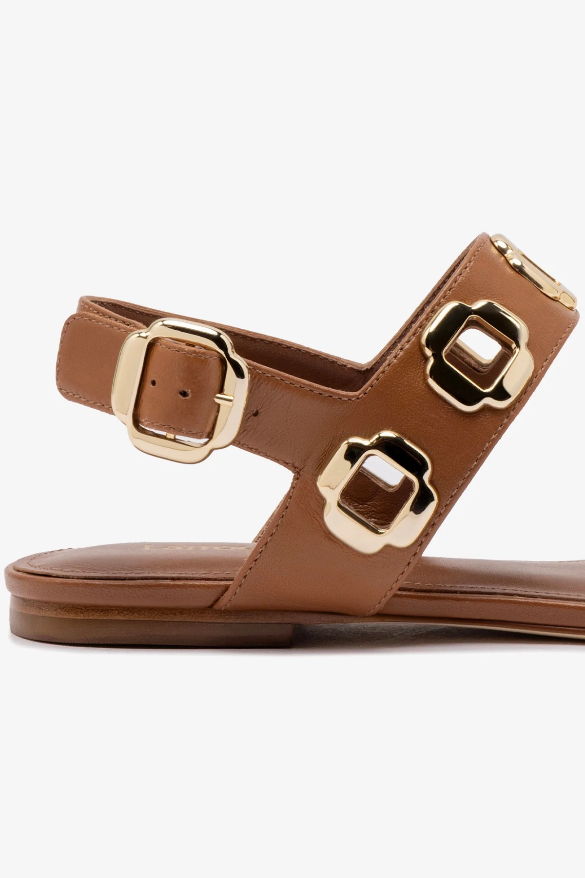 Milan Flat Sandal In Caramel Leather - Image 4