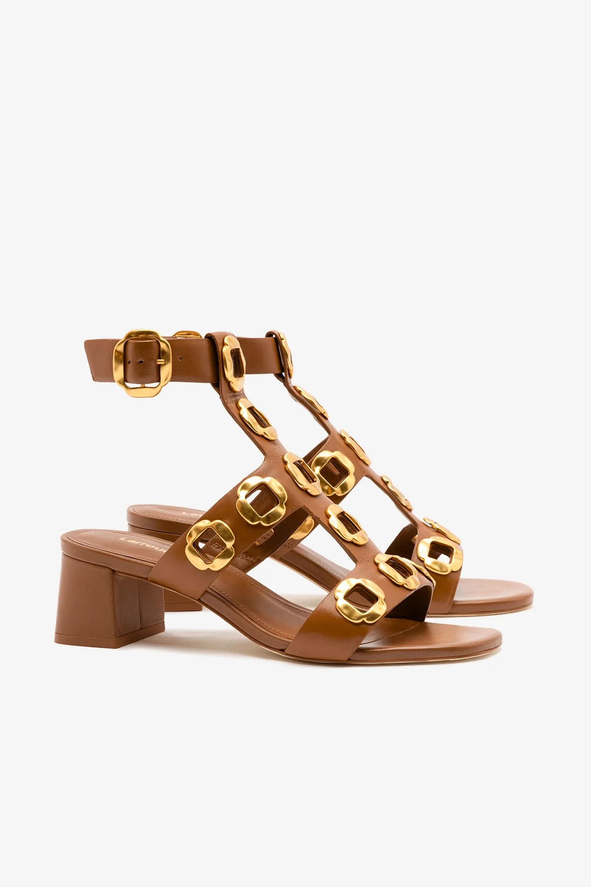 Milan Gladiator Block Sandal In Caramel Leather - Image 3