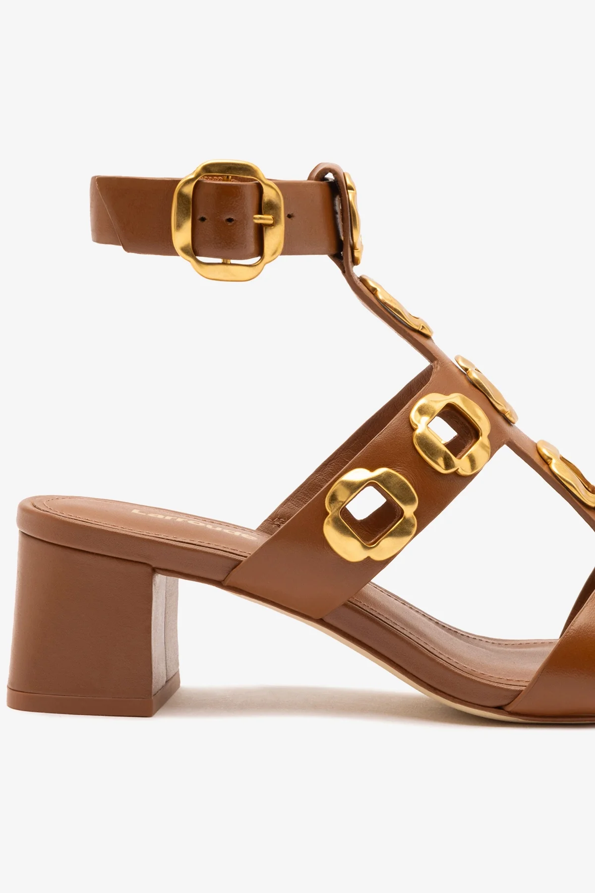 Milan Gladiator Block Sandal In Caramel Leather - Image 4