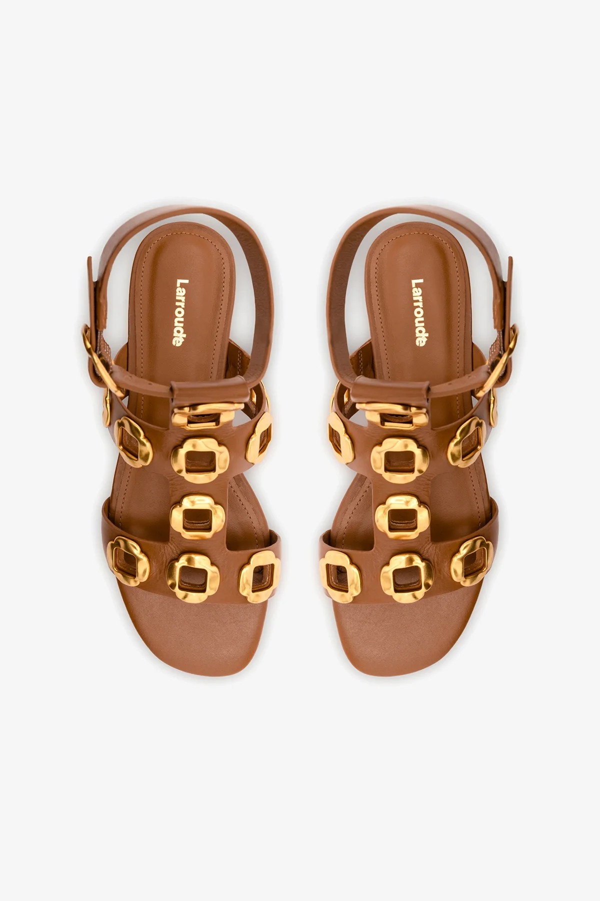 Milan Gladiator Block Sandal In Caramel Leather - Image 6