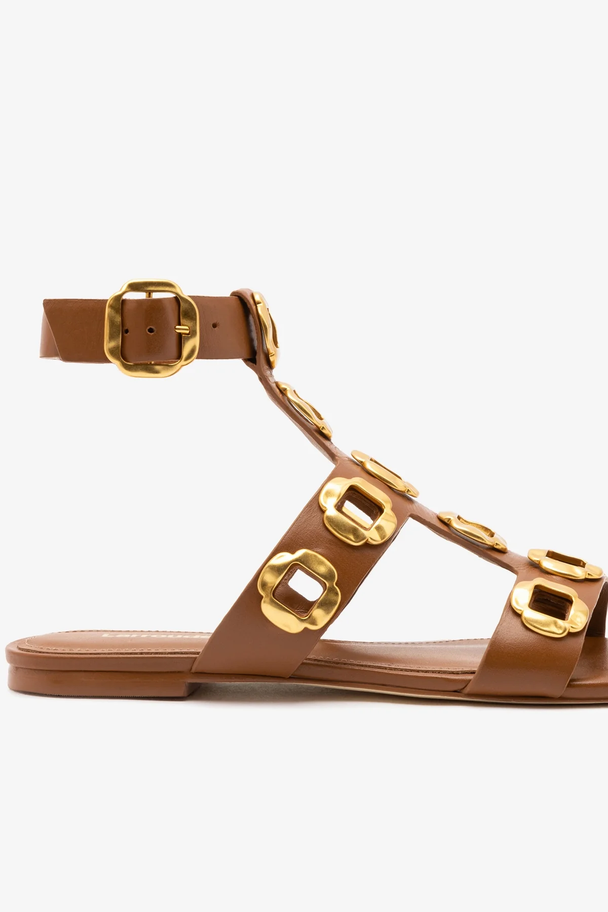 Milan Gladiator Flat In Caramel Leather - Image 4