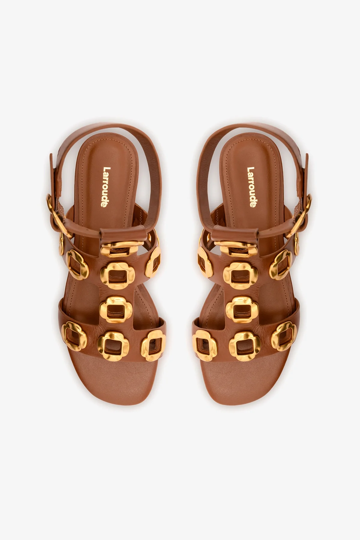 Milan Gladiator Flat In Caramel Leather - Image 6