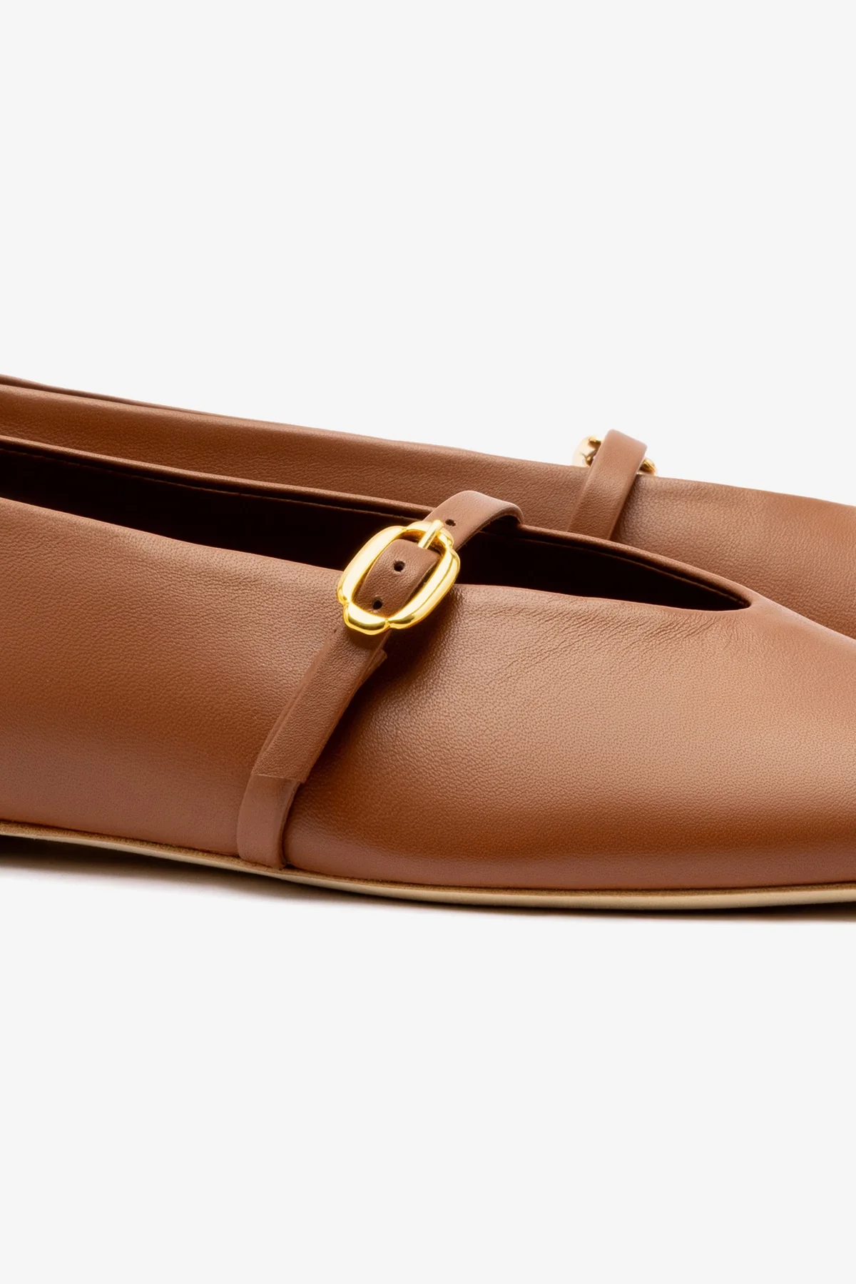 Misty Ballerina Flat In Caramel Leather - Image 4