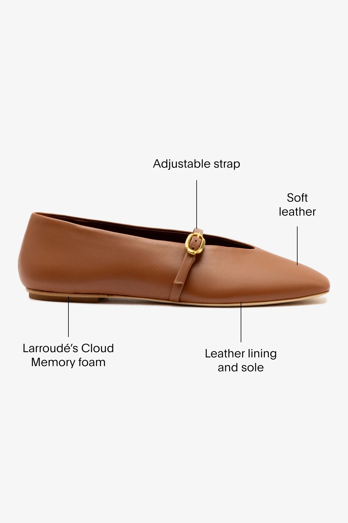 Misty Ballerina Flat In Caramel Leather - Image 5