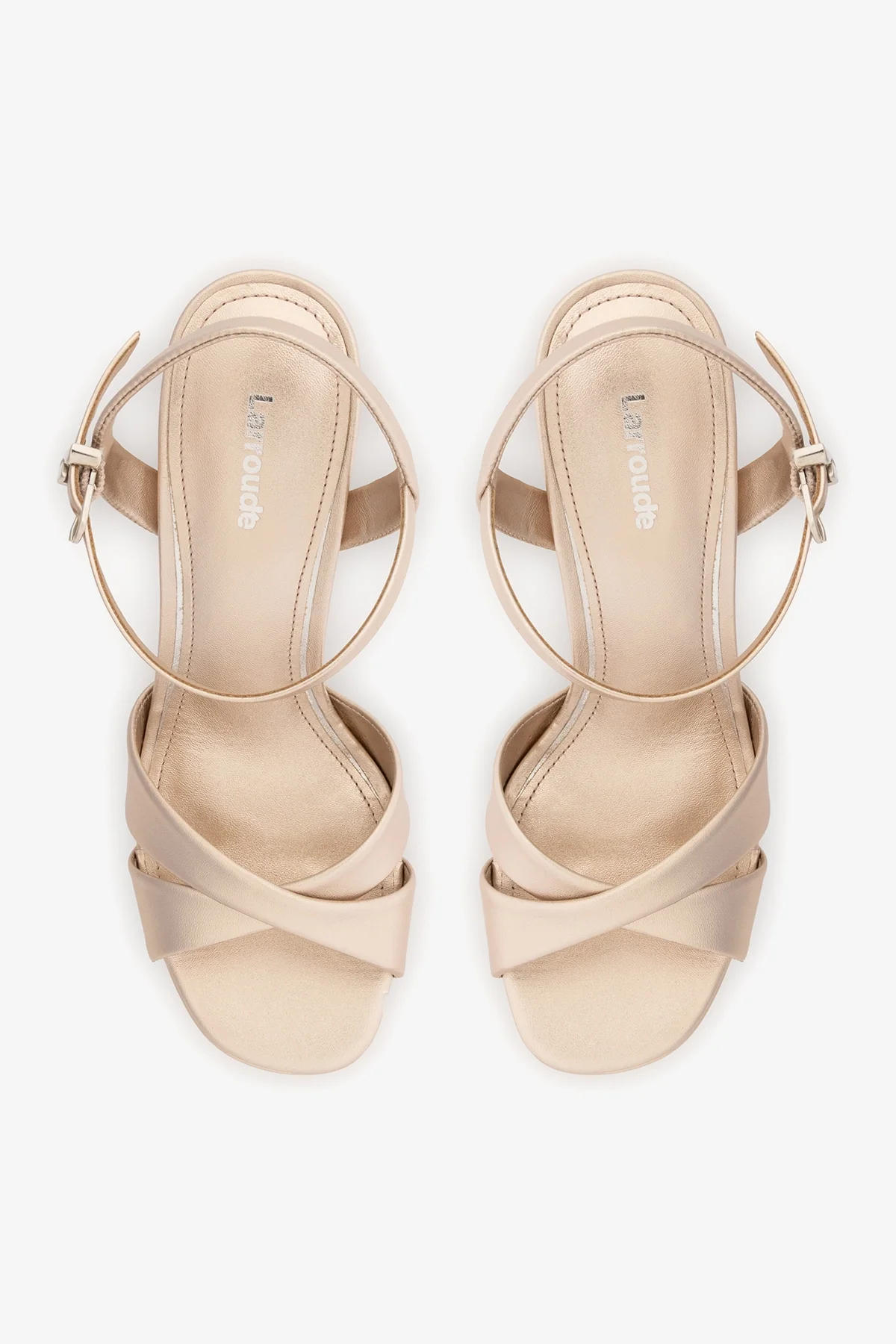 Bianca High Platform Sandal In Champagne Metallic Leather - Image 6