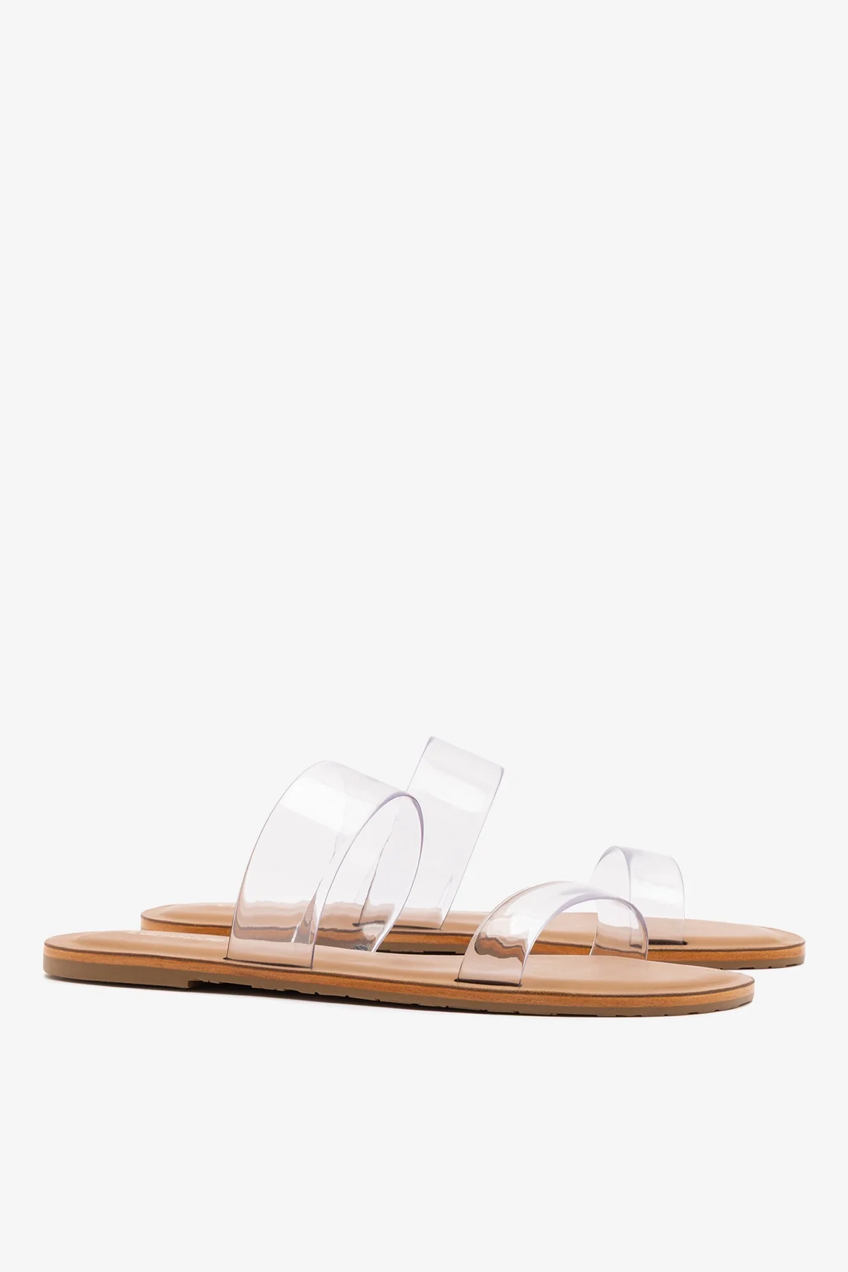 Gabe Flat In Clear Vinyl and Caramel Leather - Image 3