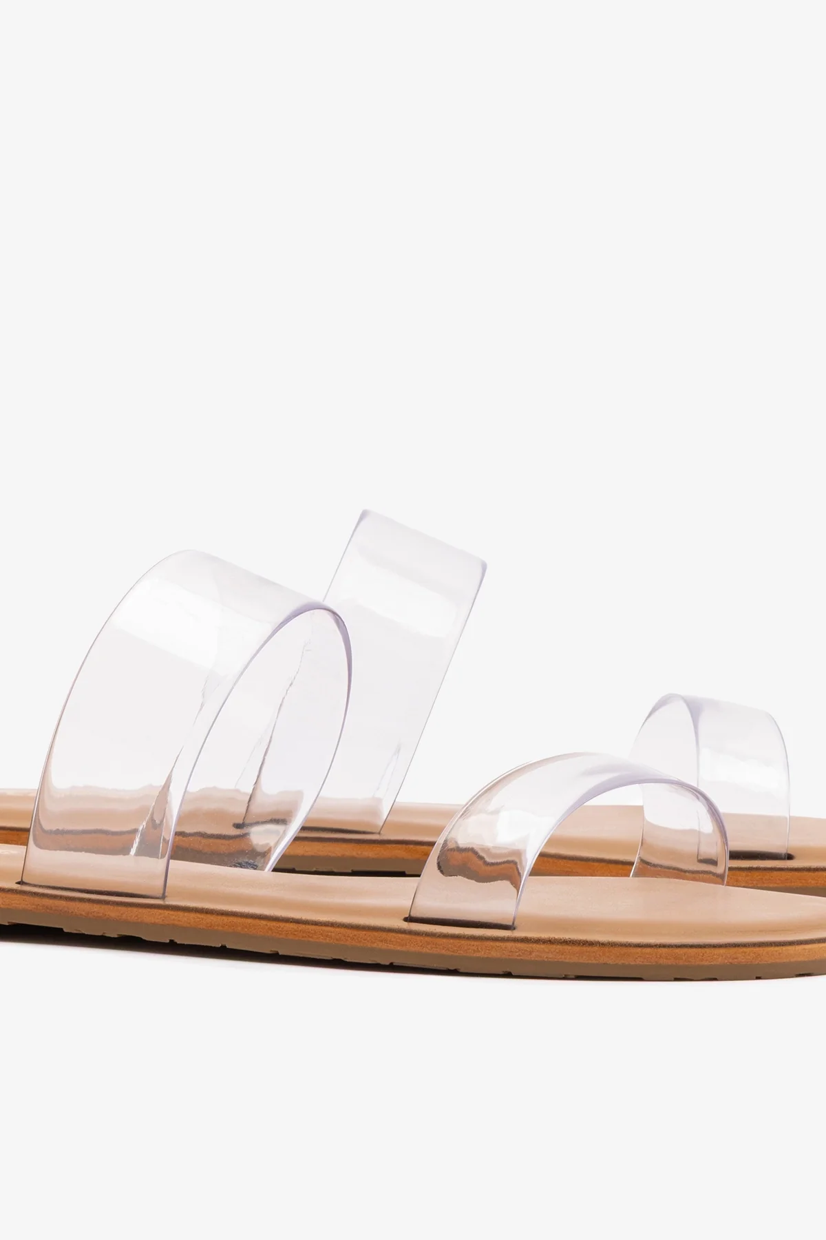 Gabe Flat In Clear Vinyl and Caramel Leather - Image 4