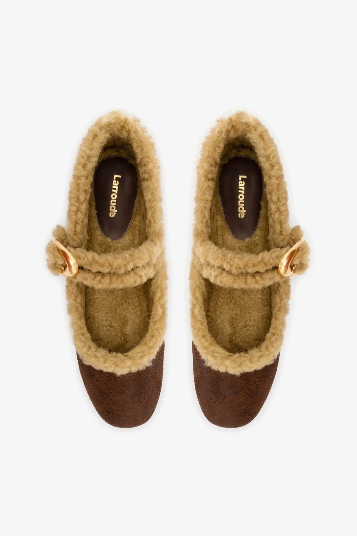 Verona Ballet Flat In Cocoa Leather And Natural Shearling - Image 6