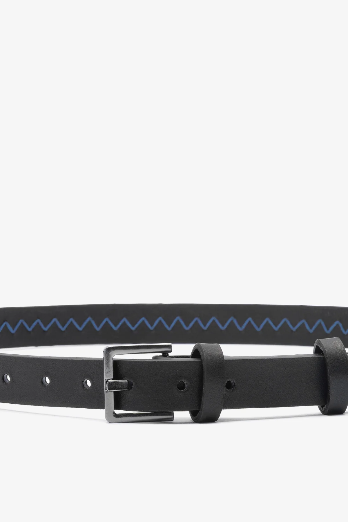 Jonathan Cohen by L.: Zig Zag Belt Blue and Black Leather - Image 3