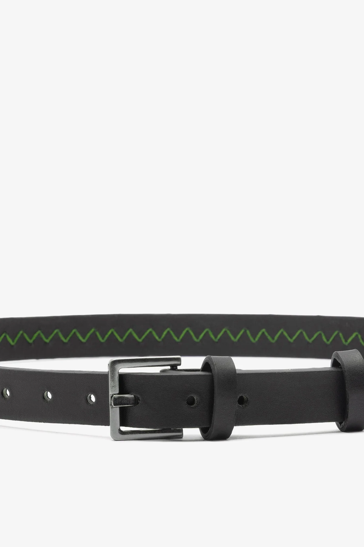 Jonathan Cohen by L.: Zig Zag Belt Green and Black Leather - Image 3