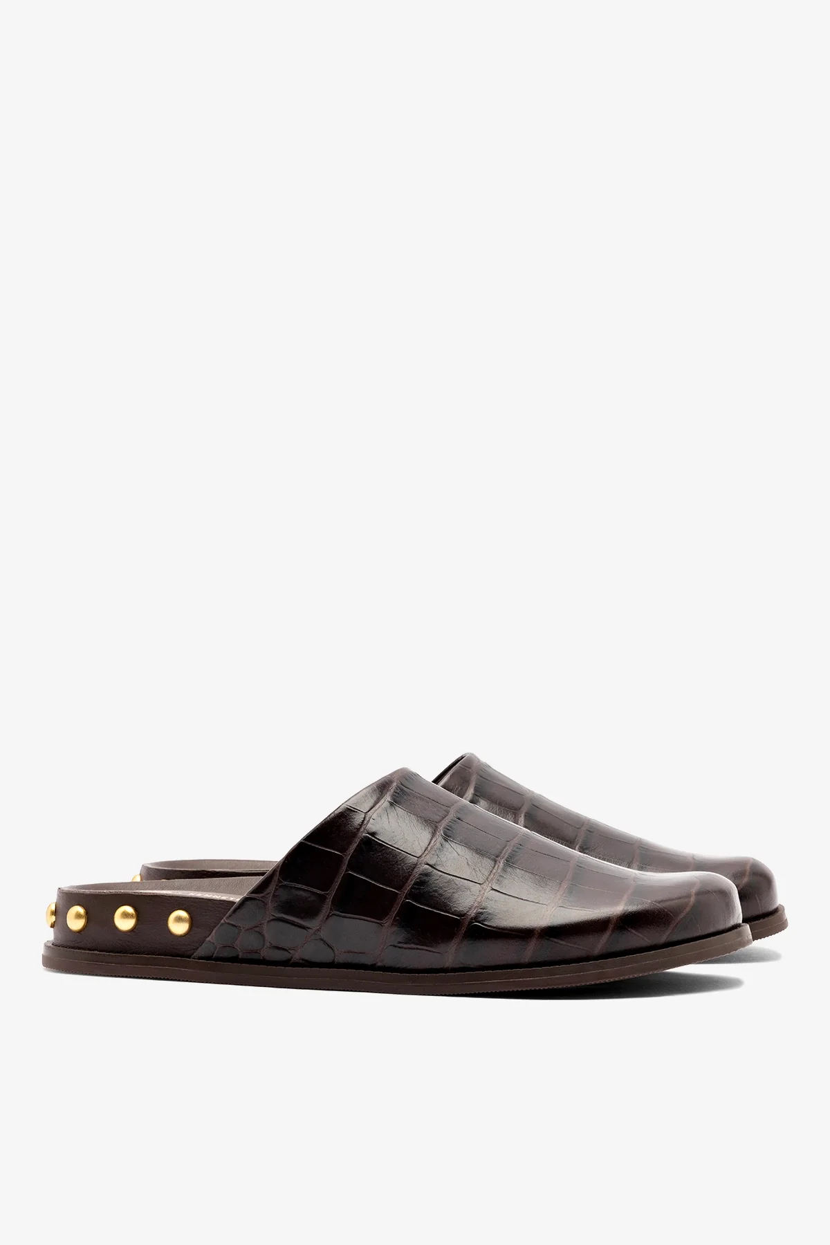 Larroudé x Kenneth Cole: Clog Dark Oak Croco Leather - Image 3