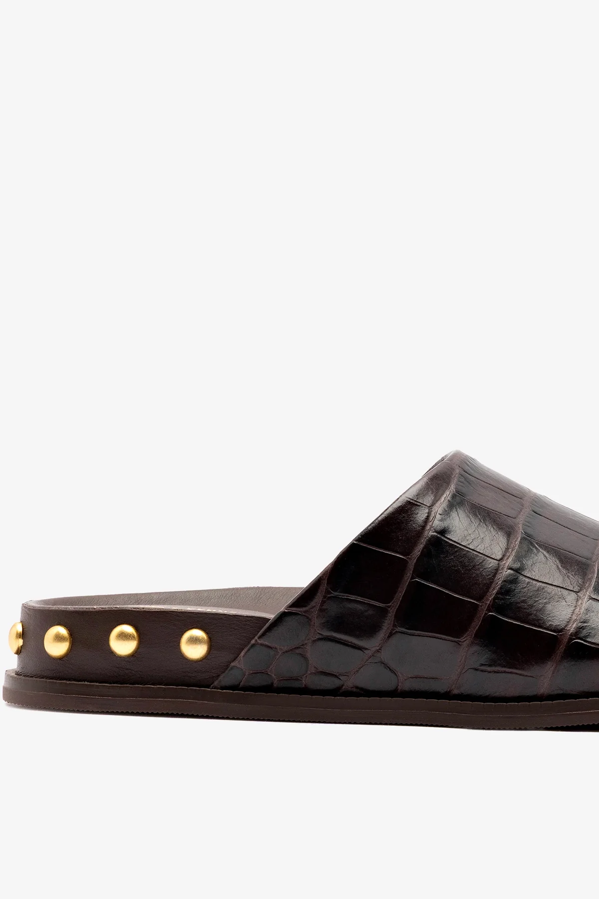 Larroudé x Kenneth Cole: Clog Dark Oak Croco Leather - Image 4
