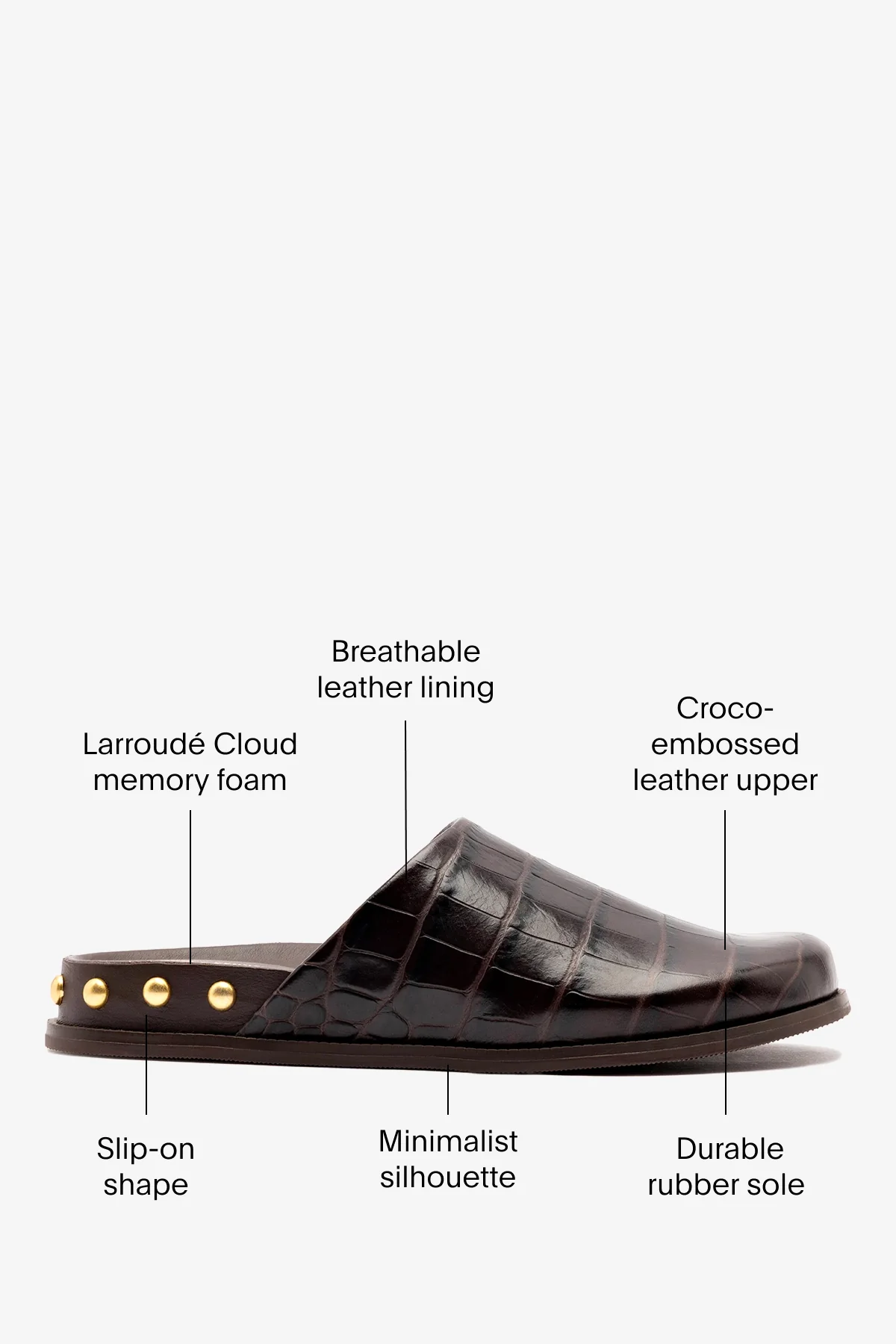 Larroudé x Kenneth Cole: Clog Dark Oak Croco Leather - Image 5