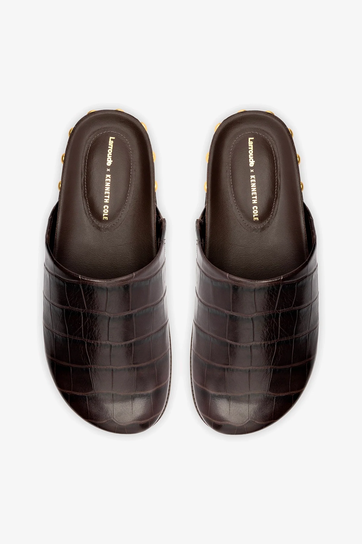 Larroudé x Kenneth Cole: Clog Dark Oak Croco Leather - Image 6