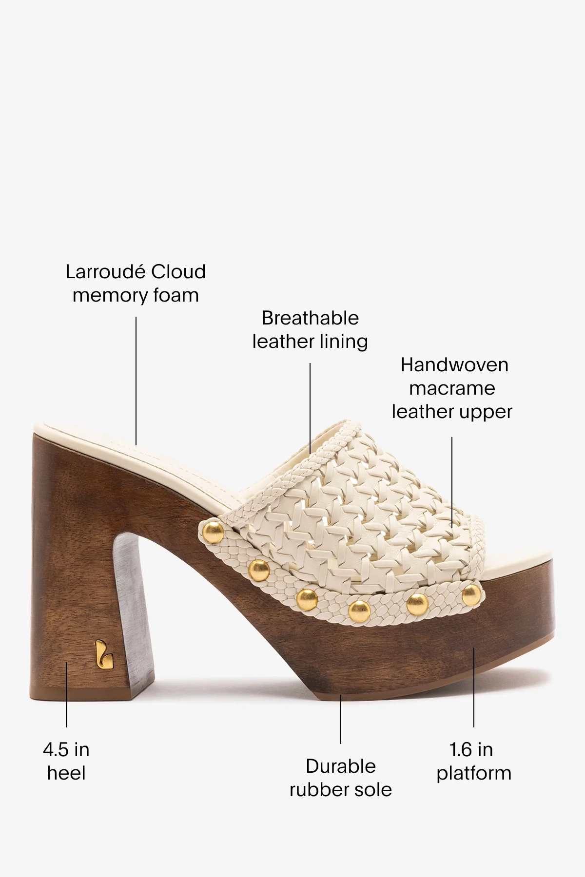 Larroudé x Kenneth Cole: Macrame Mule Ivory Leather - Image 5