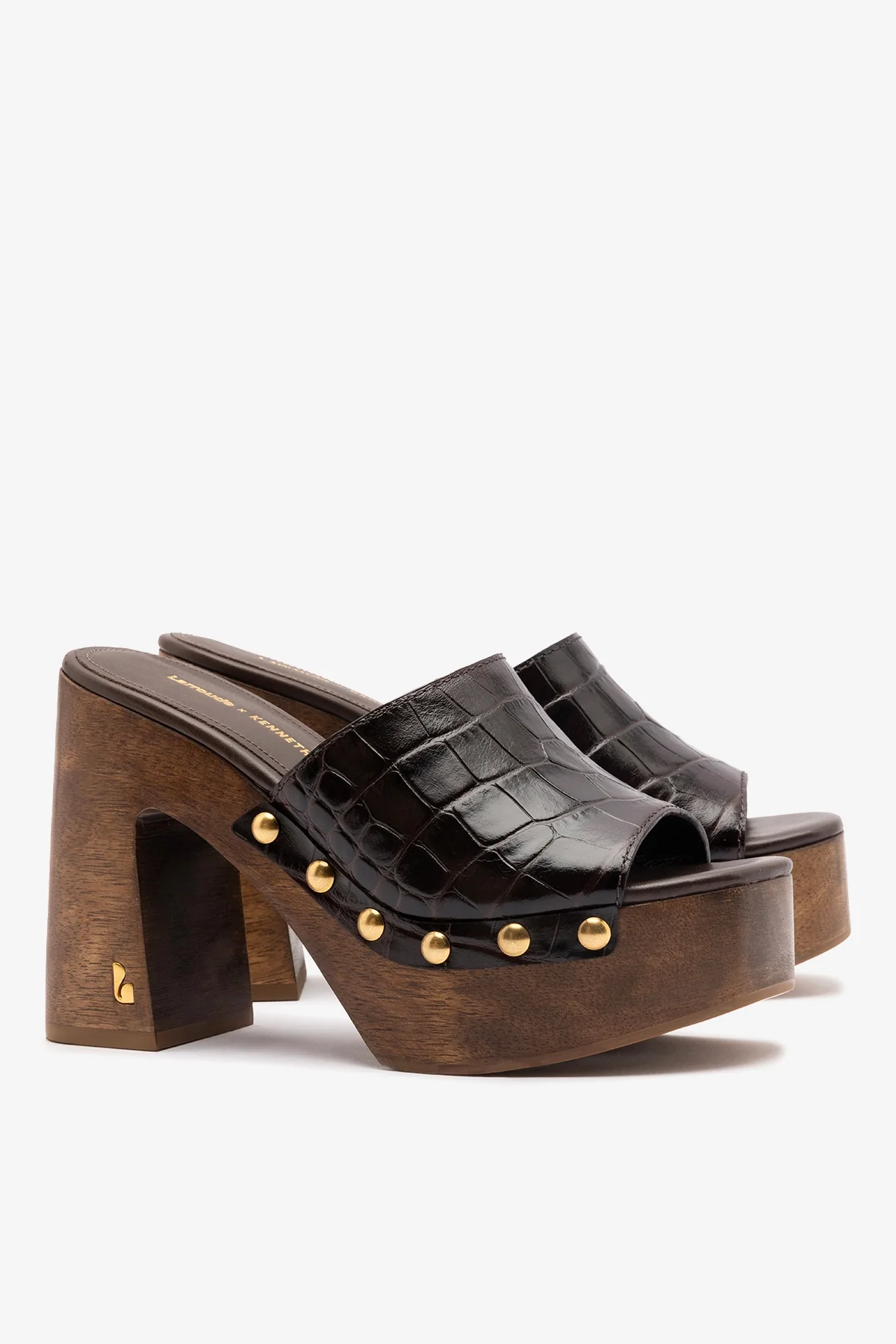 Larroudé x Kenneth Cole: Mule Dark Oak Croco Leather - Image 3
