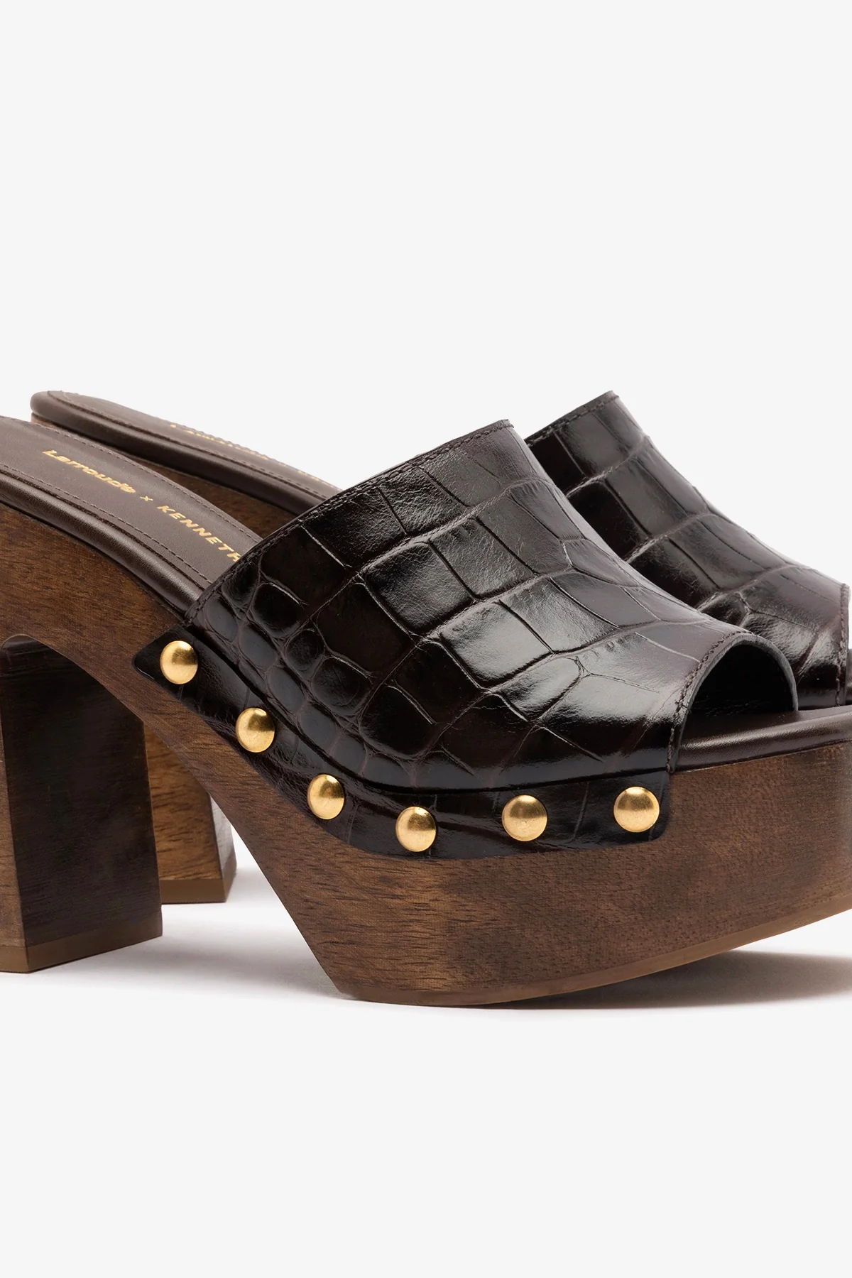 Larroudé x Kenneth Cole: Mule Dark Oak Croco Leather - Image 4