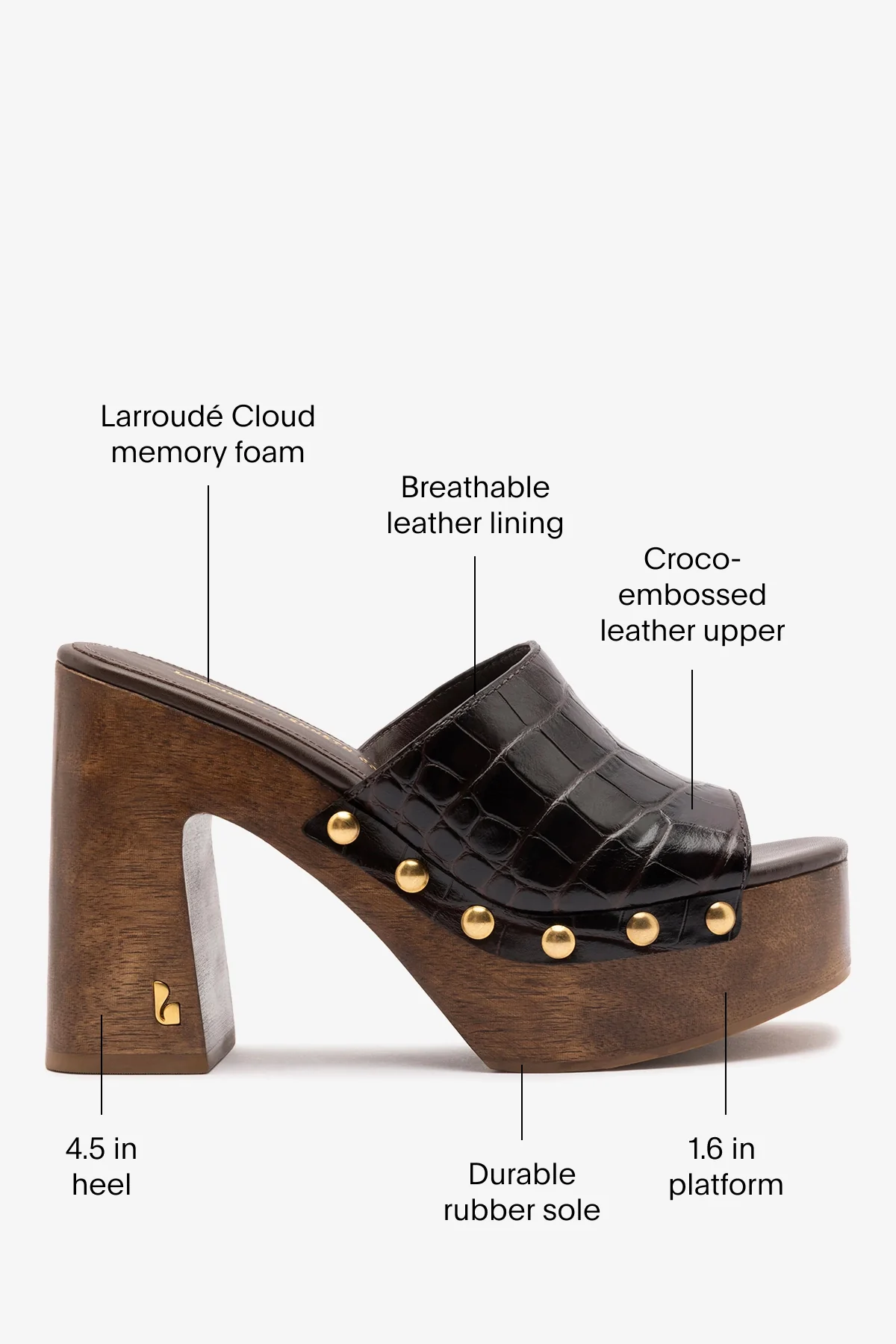 Larroudé x Kenneth Cole: Mule Dark Oak Croco Leather - Image 5