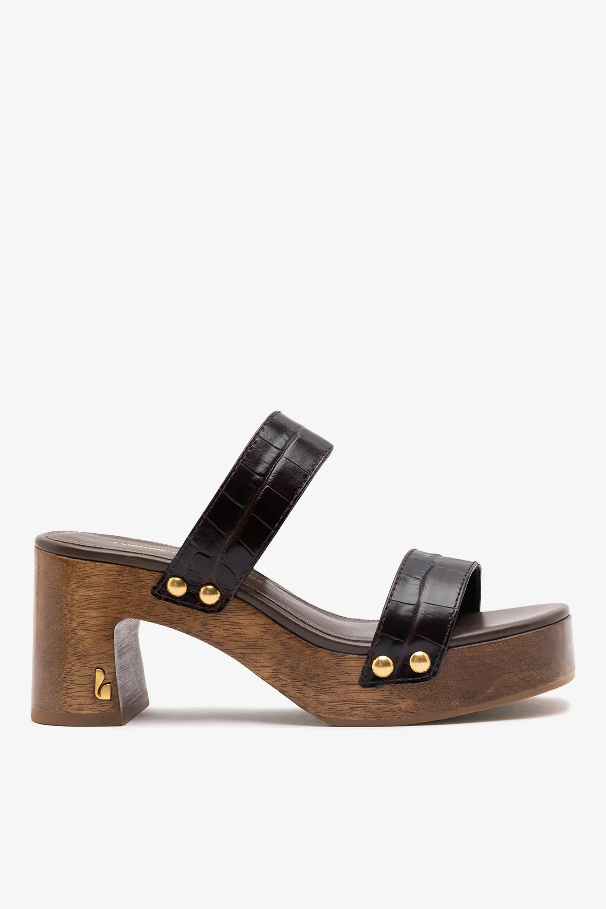 Larroudé x Kenneth Cole: Sandal Dark Oak Croco Leather