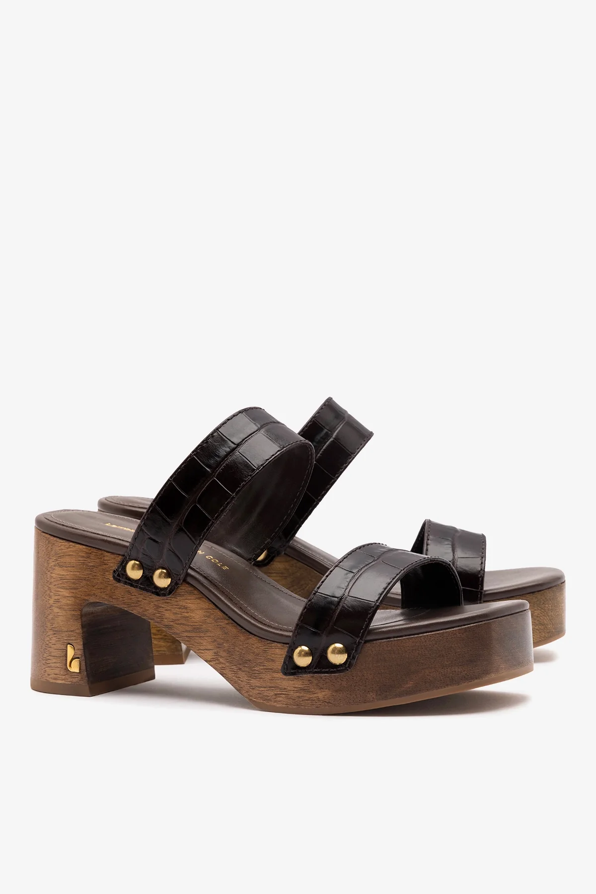 Larroudé x Kenneth Cole: Sandal Dark Oak Croco Leather - Image 3