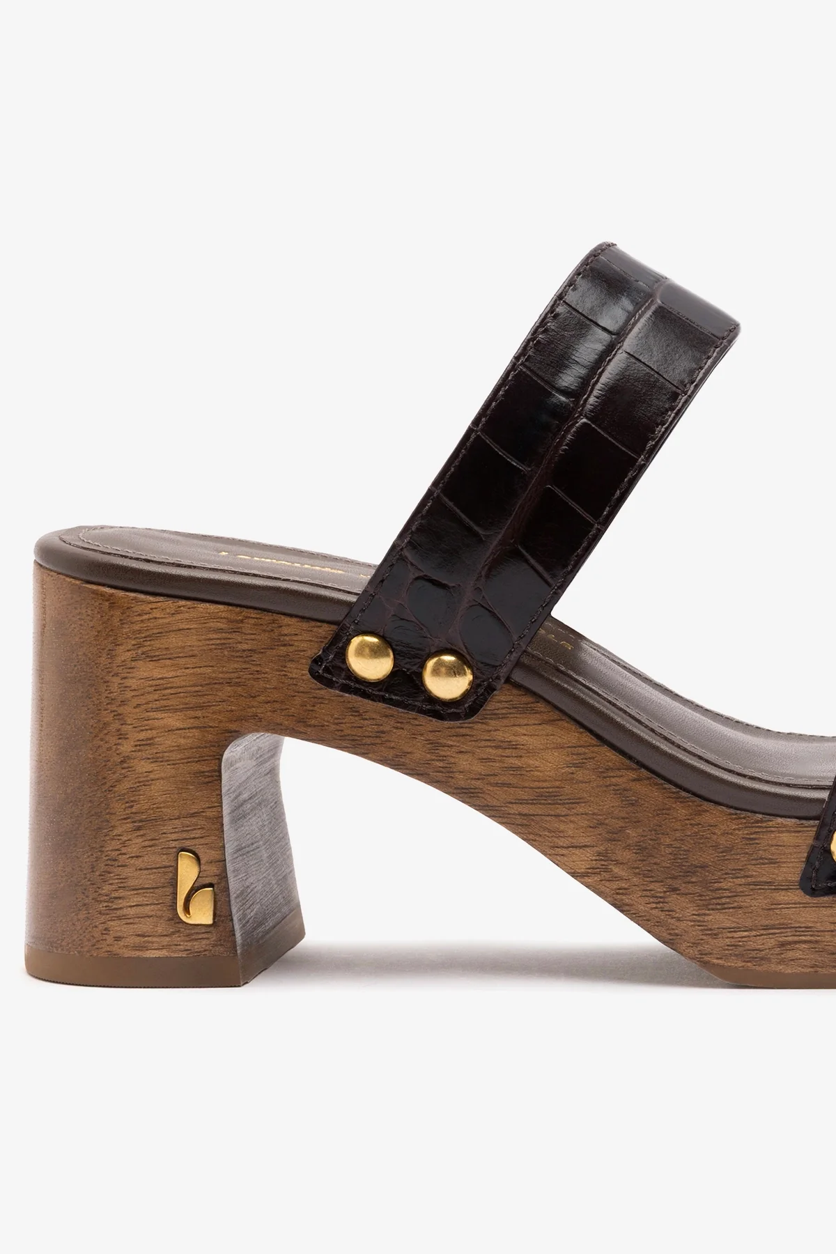 Larroudé x Kenneth Cole: Sandal Dark Oak Croco Leather - Image 4