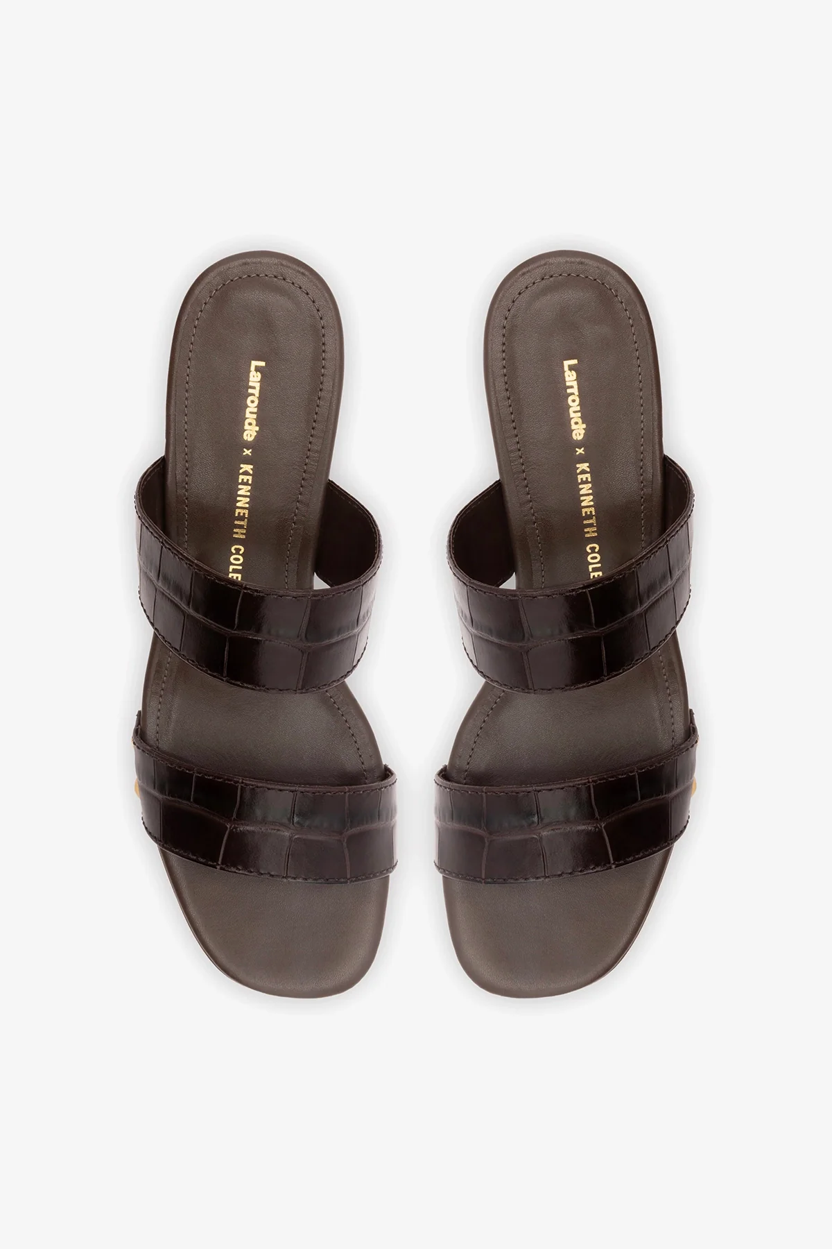 Larroudé x Kenneth Cole: Sandal Dark Oak Croco Leather - Image 6