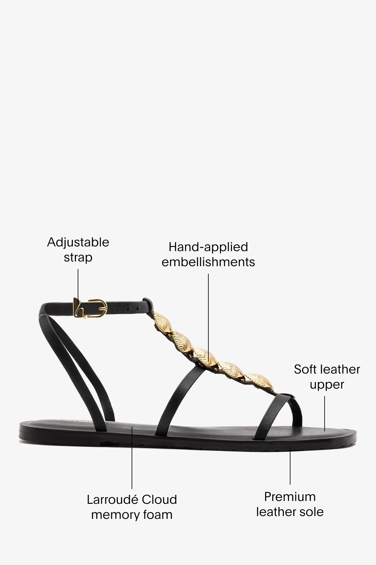 Coquile Flat Sandal Black Leather - Image 5
