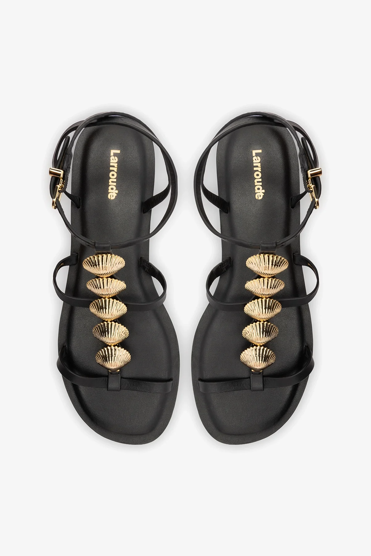 Coquile Flat Sandal Black Leather - Image 7