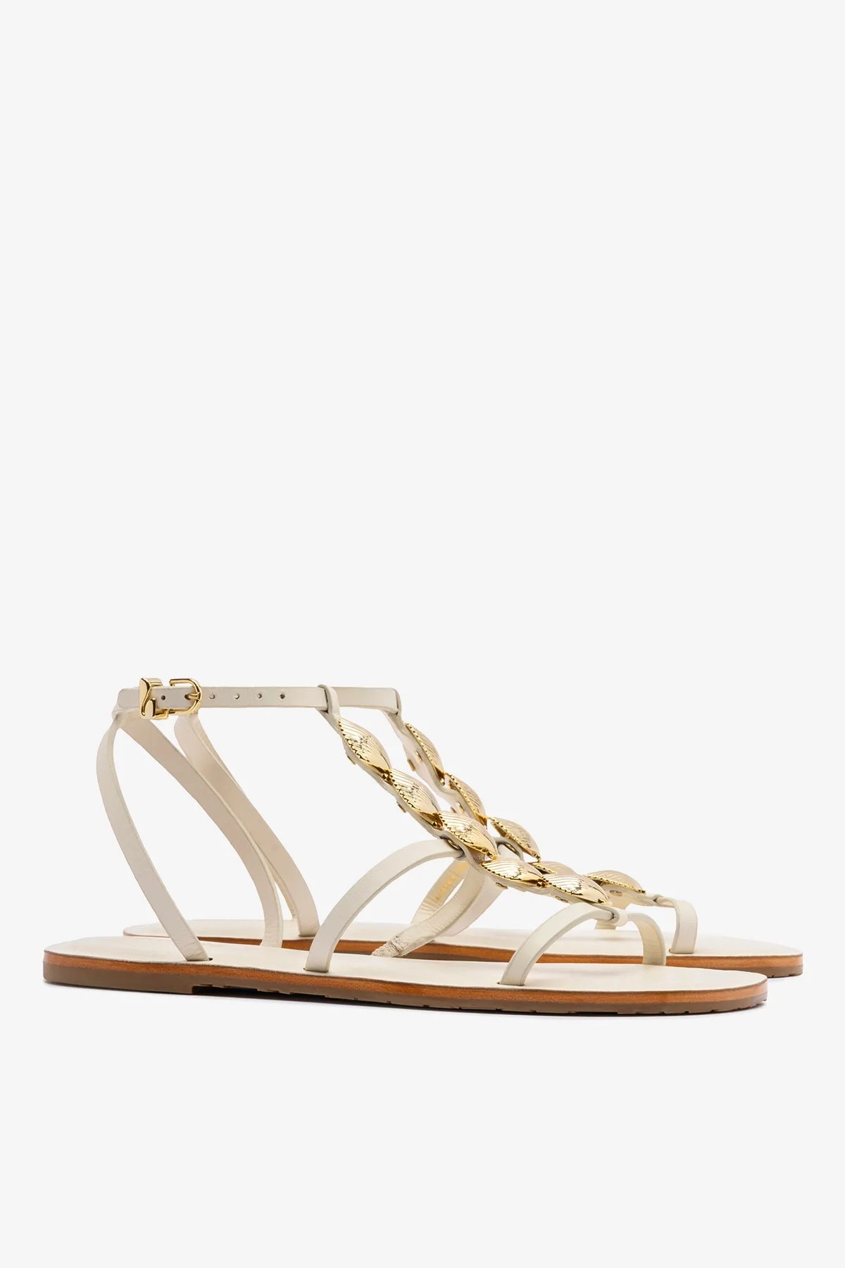 Coquile Flat Sandal Ivory Leather - Image 3