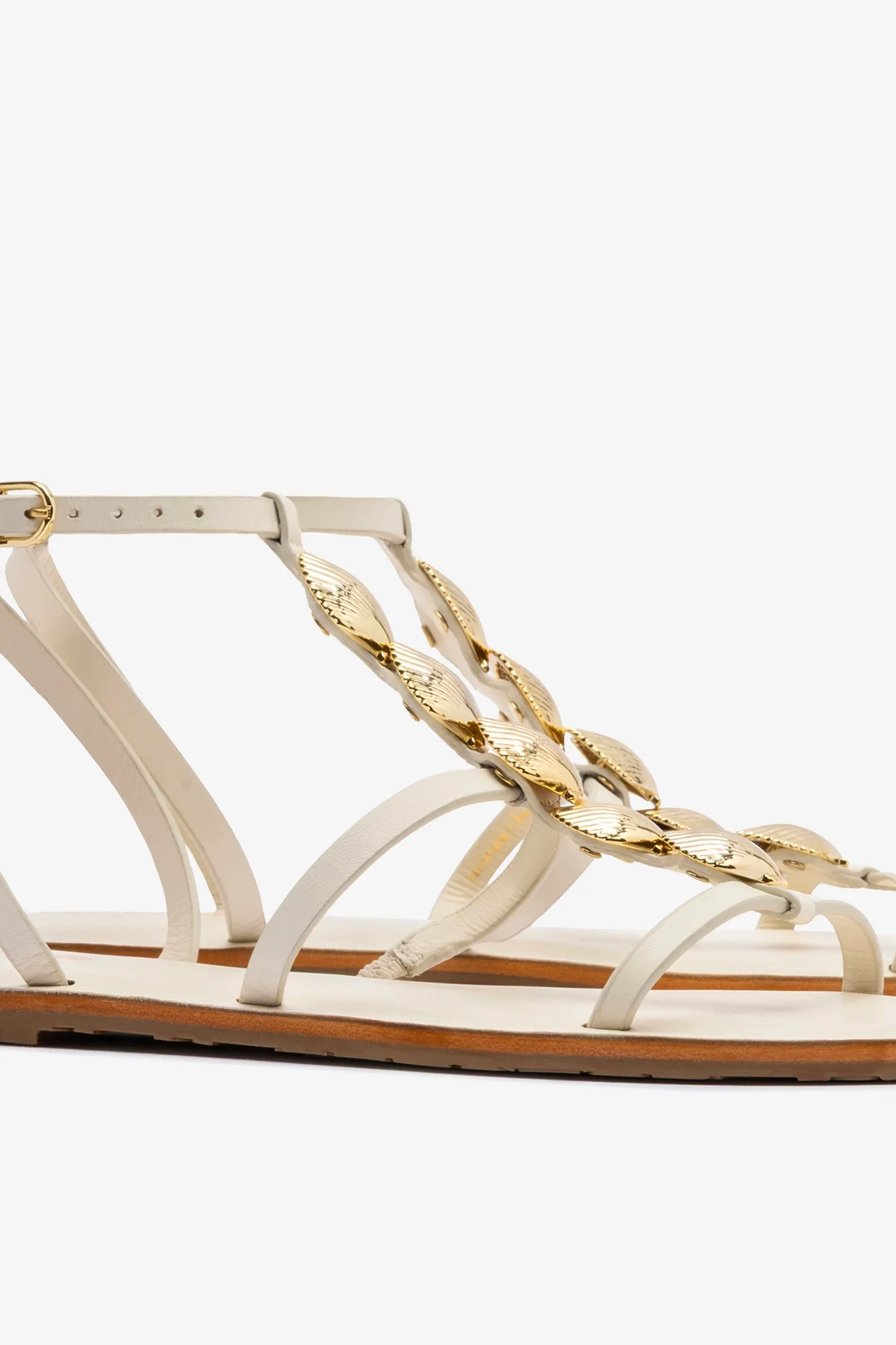 Coquile Flat Sandal Ivory Leather - Image 4